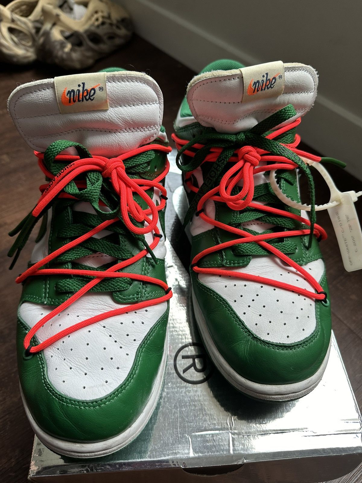 Nike × Off-White Off-White Dunks Pine Green Size US 12 / EU 45 - 5 Thumbnail