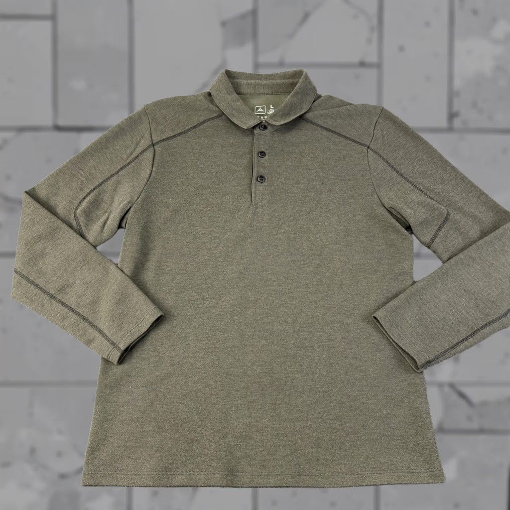 Vintage Triple Aught Design Polo Shirt Mens Large Green Merino Knit USA Long Sleeve Size US L / EU 52-54 / 3 - 1 Thumbnail