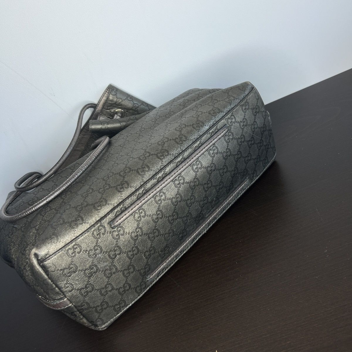 Gucci Vintage Gucci Monogram Tote Shoulder Bag Leather Beige Y2K Size ONE SIZE - 8 Thumbnail