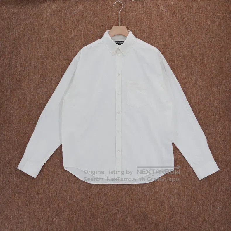 Balenciaga Balenciaga size 37 White Boomerang Embroidered Logo Shirt Size US S / EU 44-46 / 1 - 1 Thumbnail