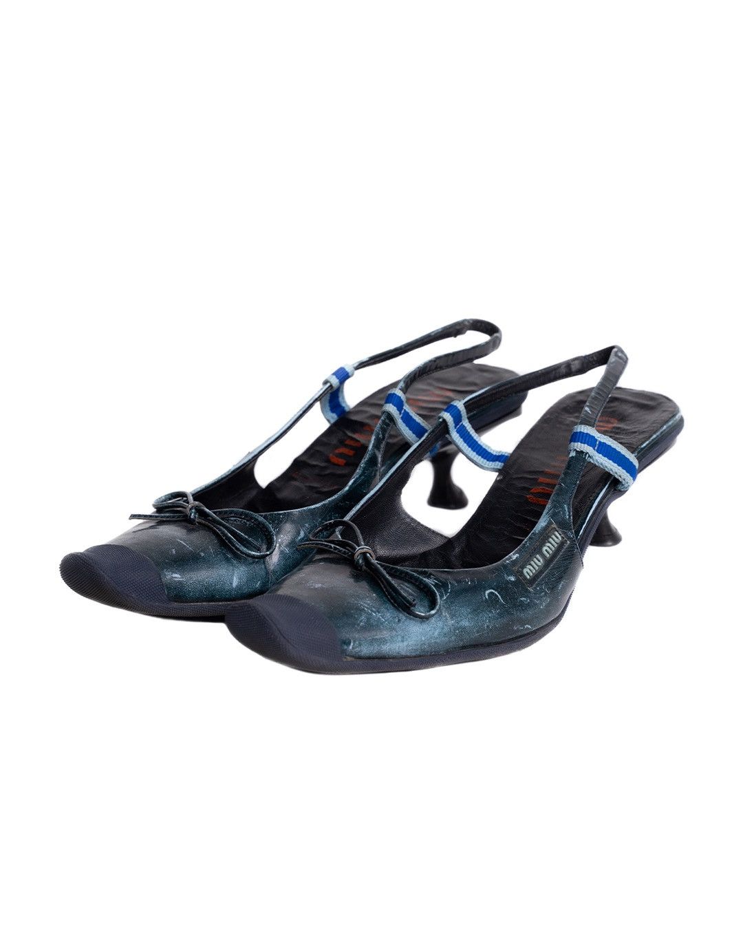 Miu Miu Miu Miu S/S2000 Leather Mules in Blue Size US 7 / IT 37 - 1 Thumbnail