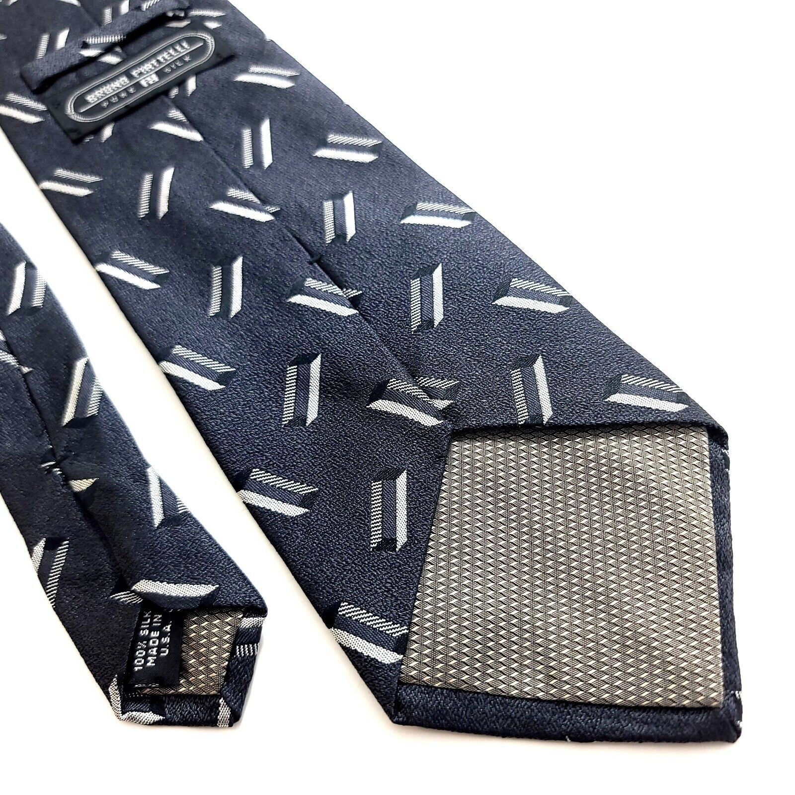 Piattelli Bruno Piattelli Gray Abstract Geometric Woven Wide Silk Tie Size ONE SIZE - 5 Thumbnail