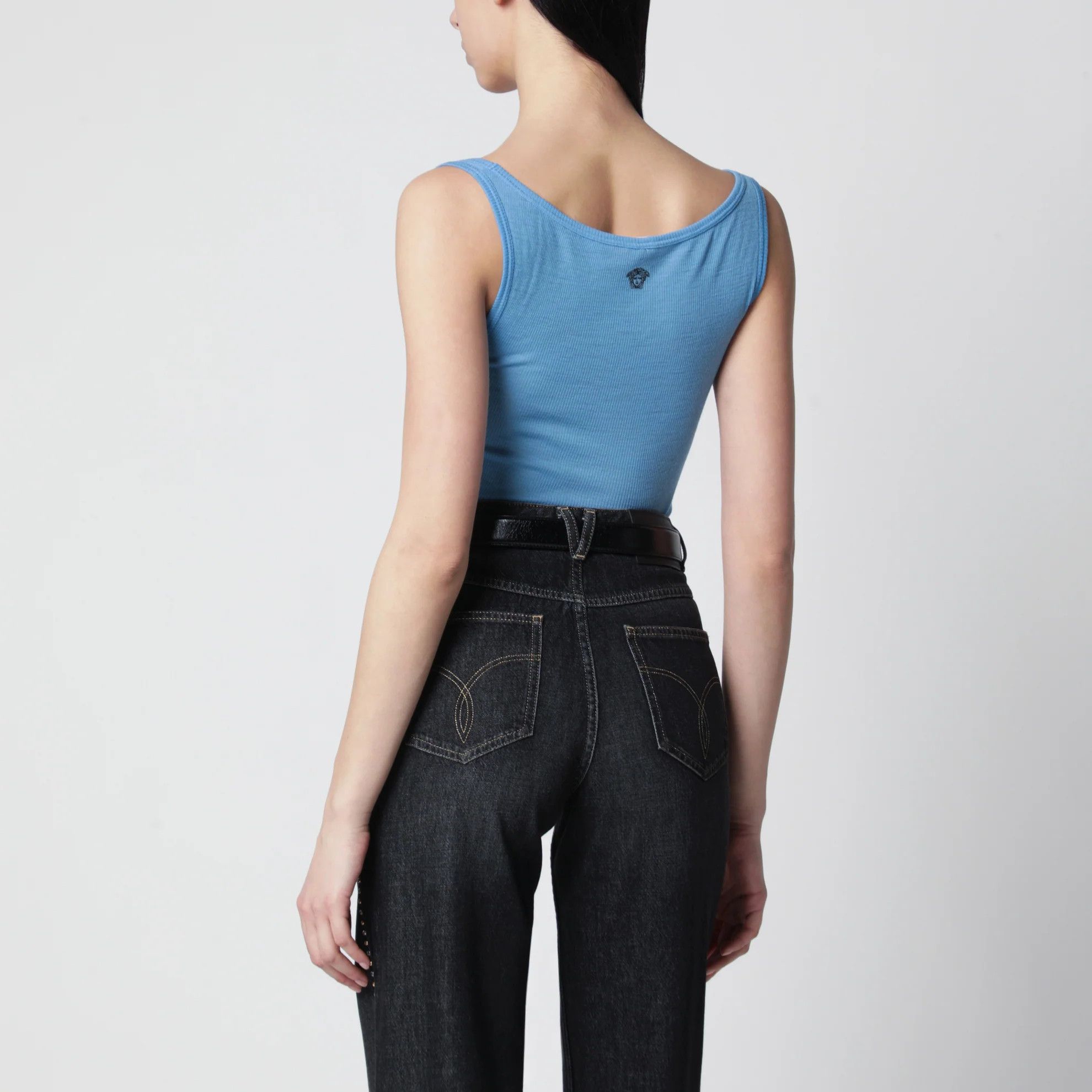 Versace o1d2blof0426 Wool Tank Top in Blue Size S / US 4 / IT 40 - 3 Thumbnail
