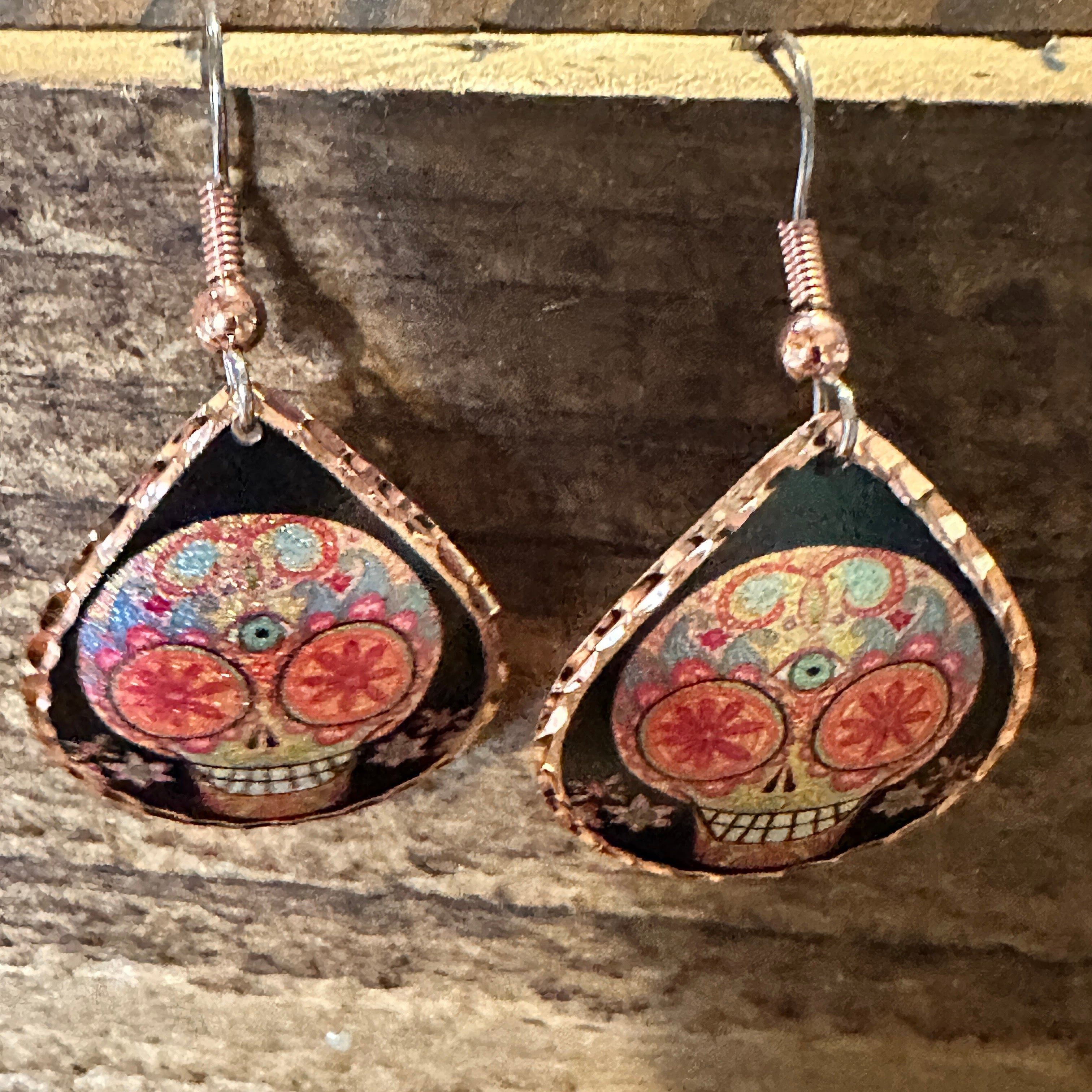 Other Handmade Boho Copper Earrings, Day of The Dead Wire Earrings Size ONE SIZE - 4 Thumbnail