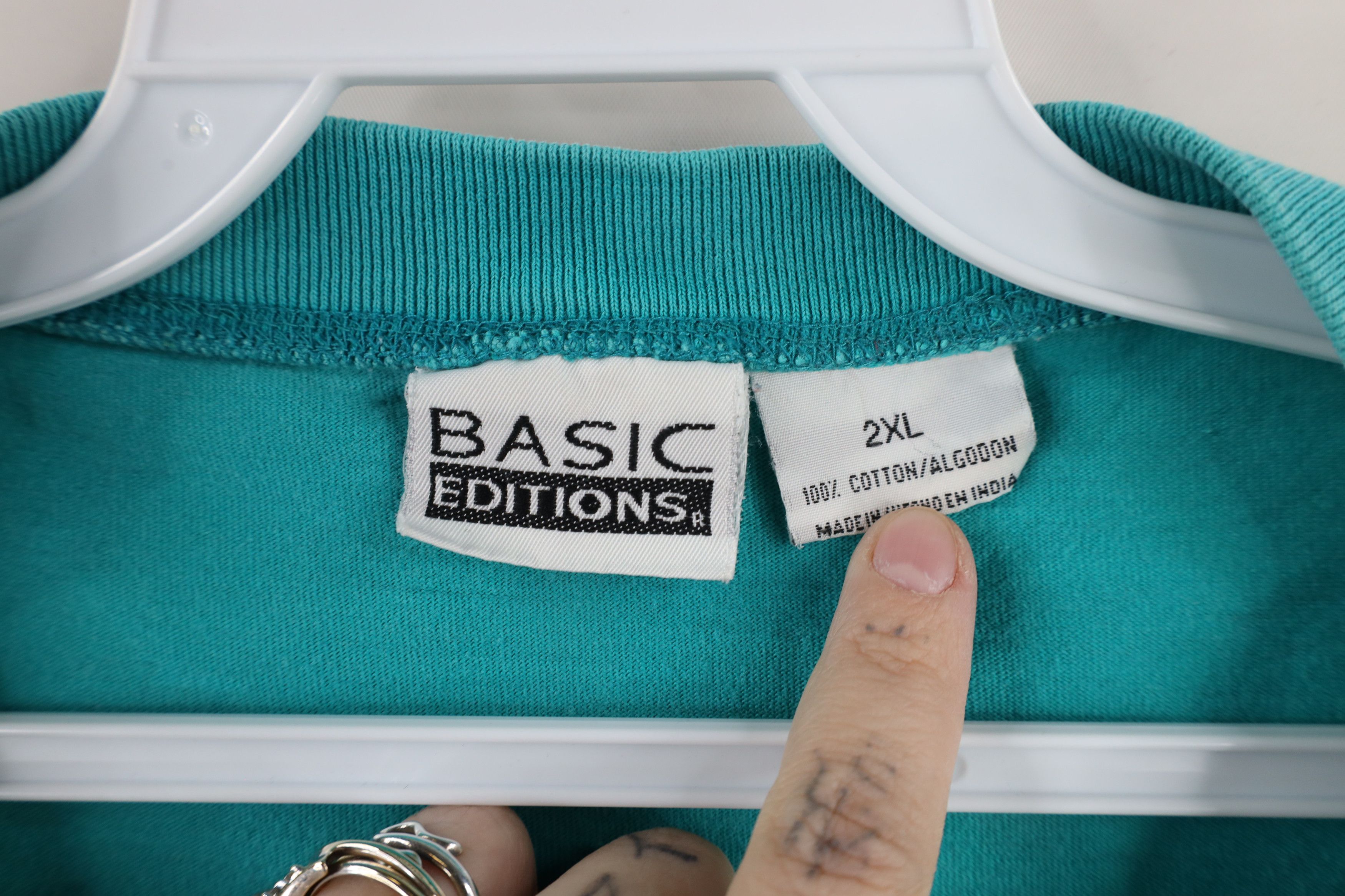 Vintage Vintage 90s Streetwear Short Sleeve Henley T-Shirt Teal Size US XXL / EU 58 / 5 - 8 Thumbnail