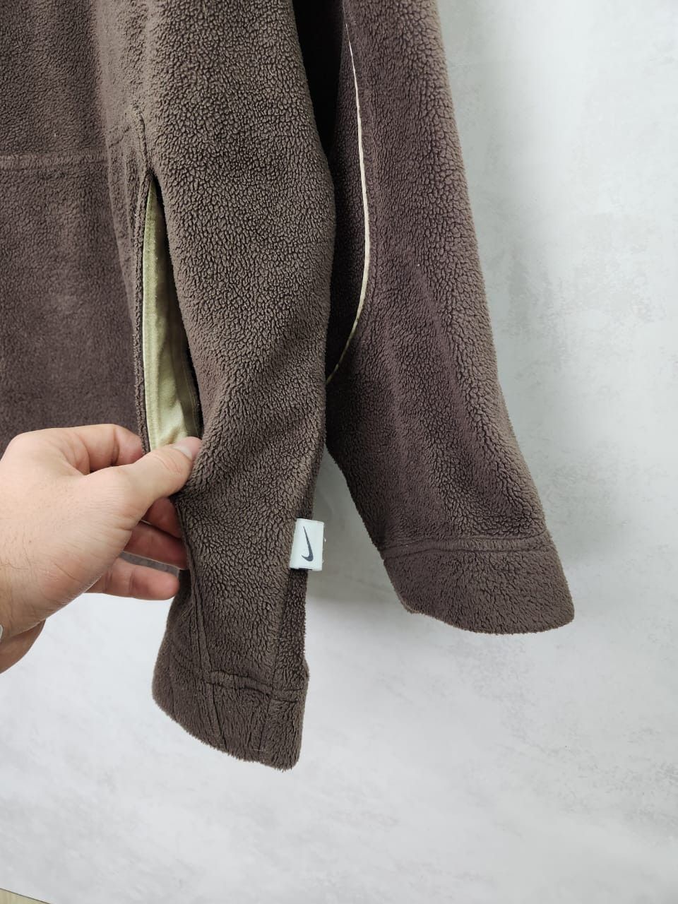 Nike Vintage Nike Fleece Sherpa Brown Hoodie Swoosh Size US XL / EU 56 / 4 - 8 Thumbnail