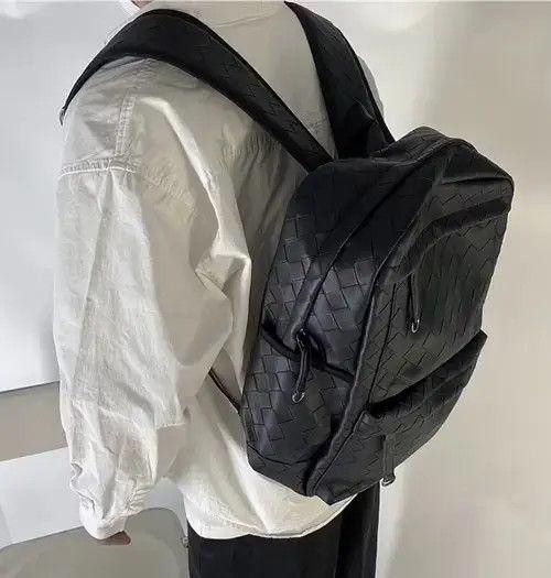 Other Black Faux Leather Woven Backpack Bag Size ONE SIZE - 4 Thumbnail