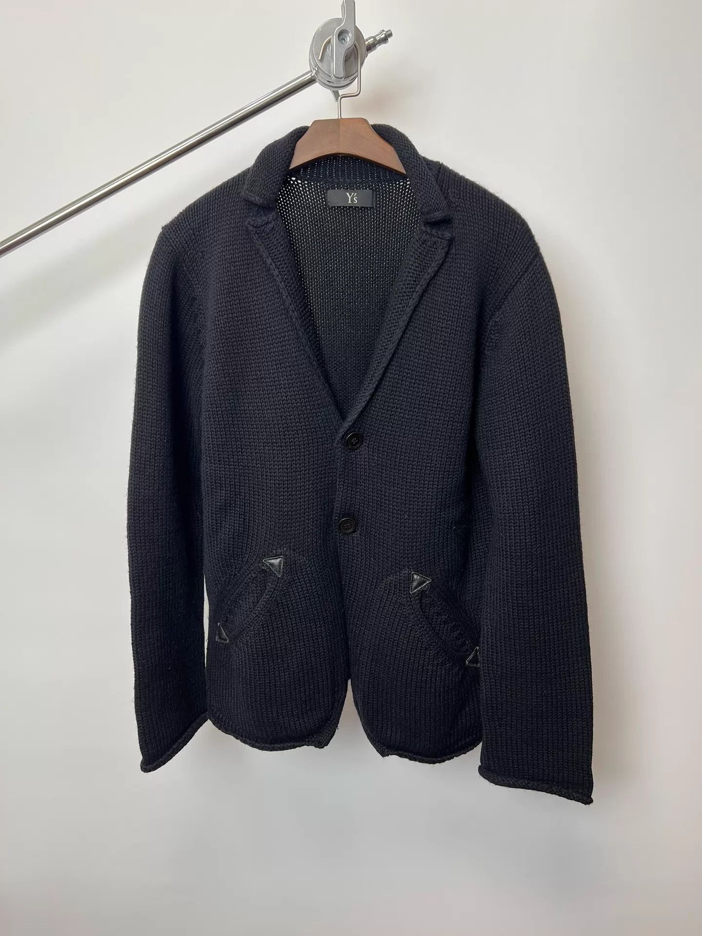 Yohji Yamamoto Black Knit Button-Front Jacket with Pockets Size US M / EU 48-50 / 2 - 1 Thumbnail
