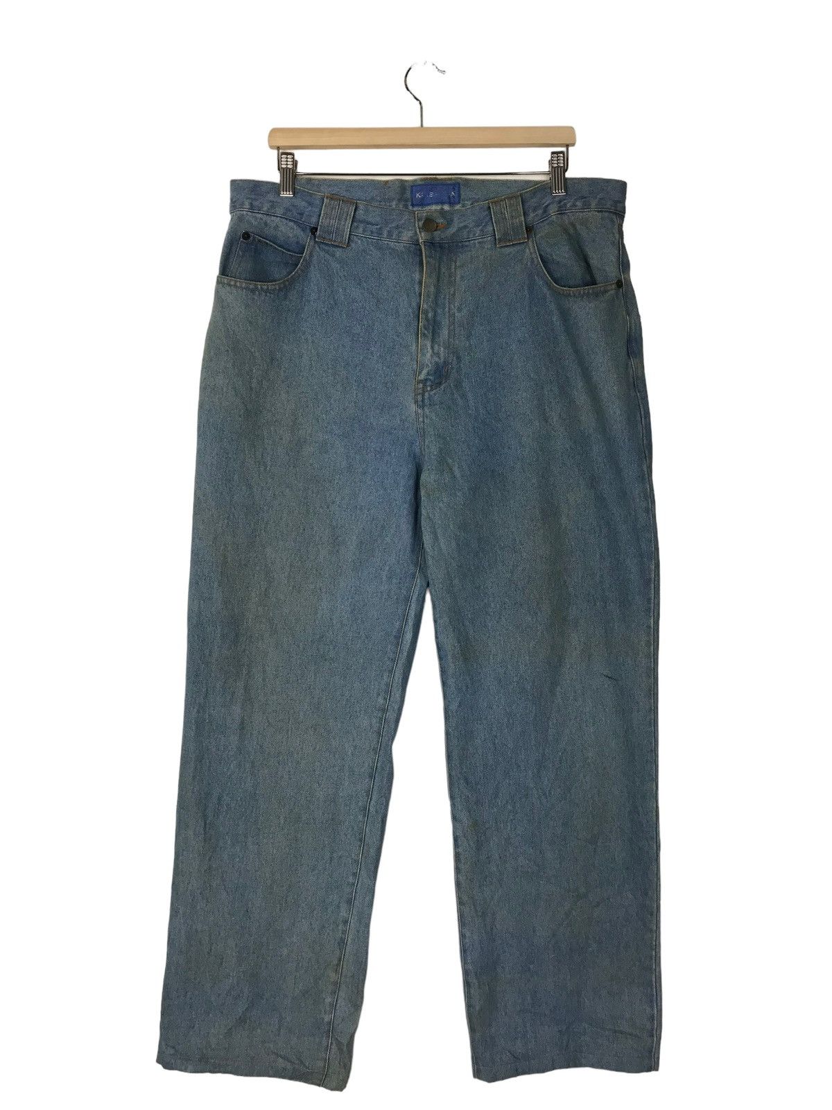 Kansai Yamamoto 🔥 1980s KANSAI YAMAMOTO MAN DENIM JEANS Size US 39 - 3 Thumbnail