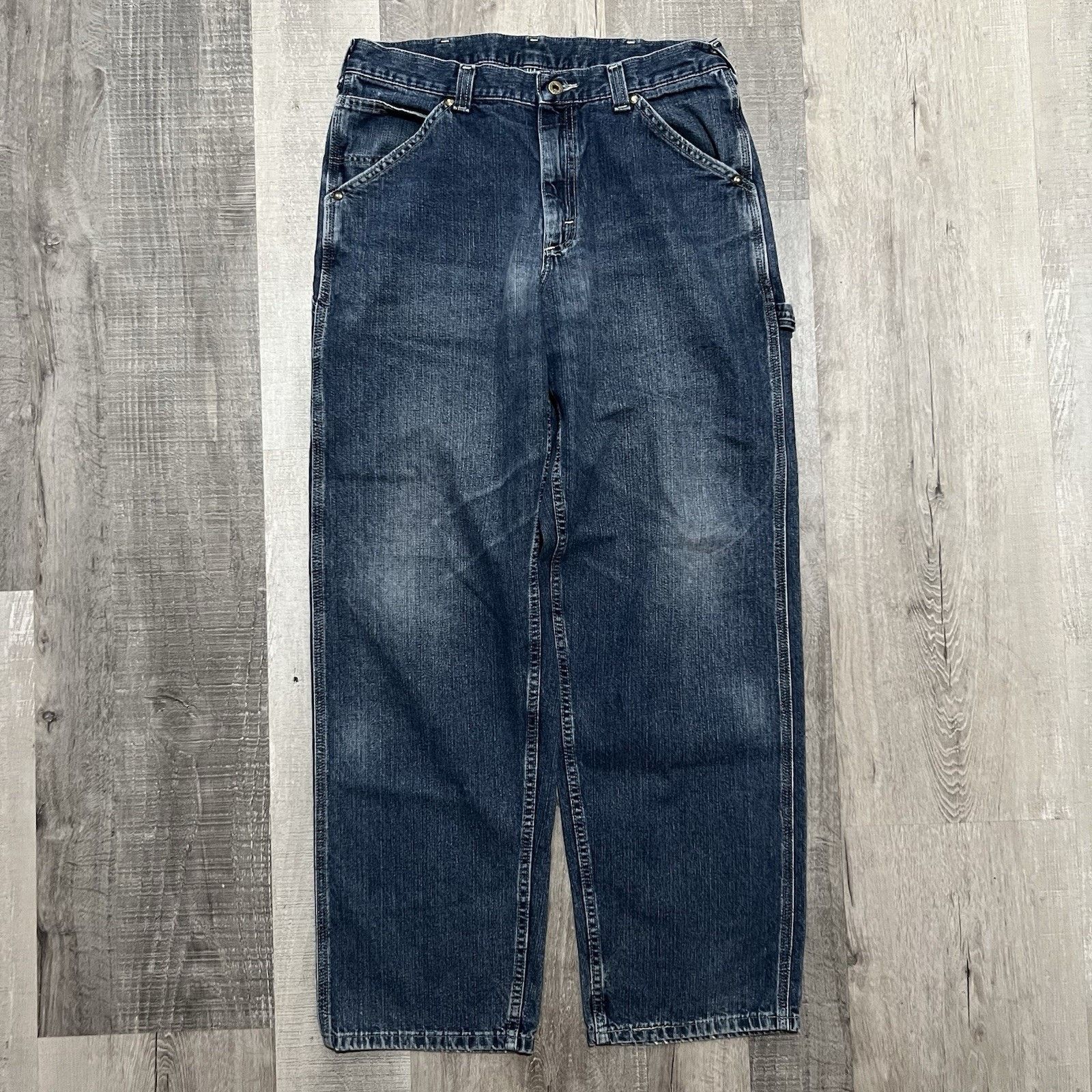 Lee VTG Lee Dungarees Baggy Work Wear Jeans Dark Wash Y2K 34 Size US 34 / EU 50 - 2 Thumbnail
