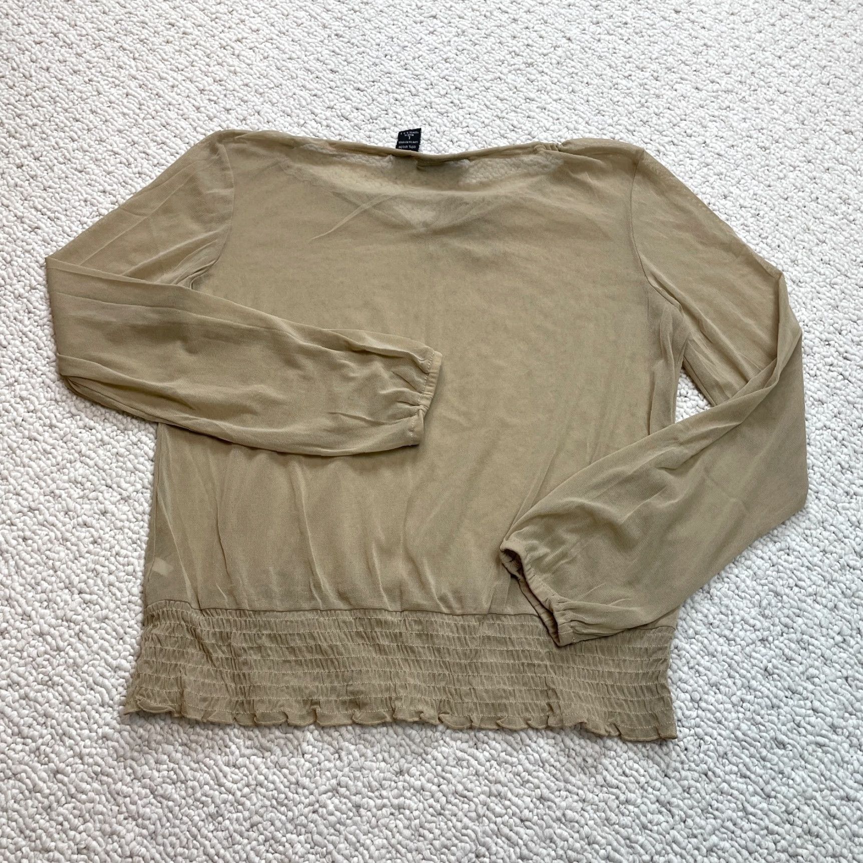 Vintage New York & Company Blouse Womens Large Brown Nylon Lightweight Stretch Boat Neck Long Sleeve Pullover Solid Size L / US 10 / IT 46 - 8 Thumbnail