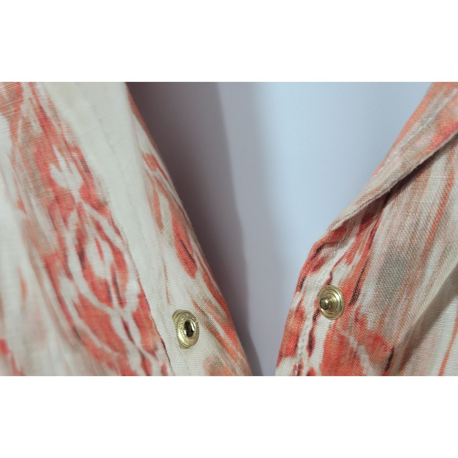 Chicos Chico's Cream Orange Abstract Half Snap Closure Jacket 2 L Size L / US 10 / IT 46 - 6 Thumbnail