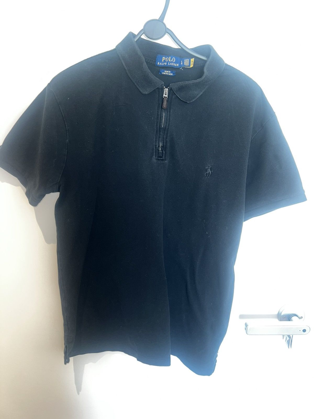 Polo Ralph Lauren Polo Ralph Lauren Black Zip Polo Shirt Slim Fit Stretch Size US L / EU 52-54 / 3 - 1 Thumbnail