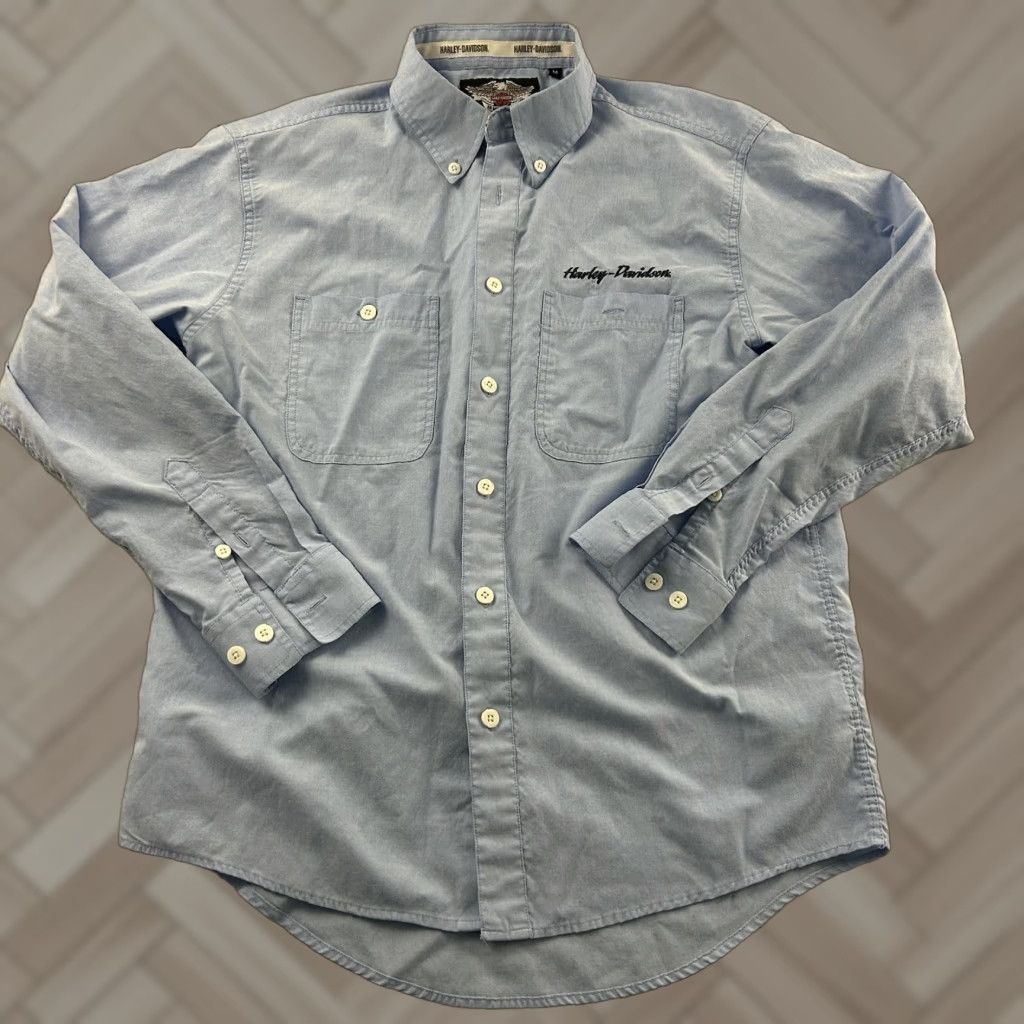 Harley Davidson Harley-Davidson Long Sleeve Button-Up Shirt Men's M Blue Size US M / EU 48-50 / 2 - 1 Thumbnail