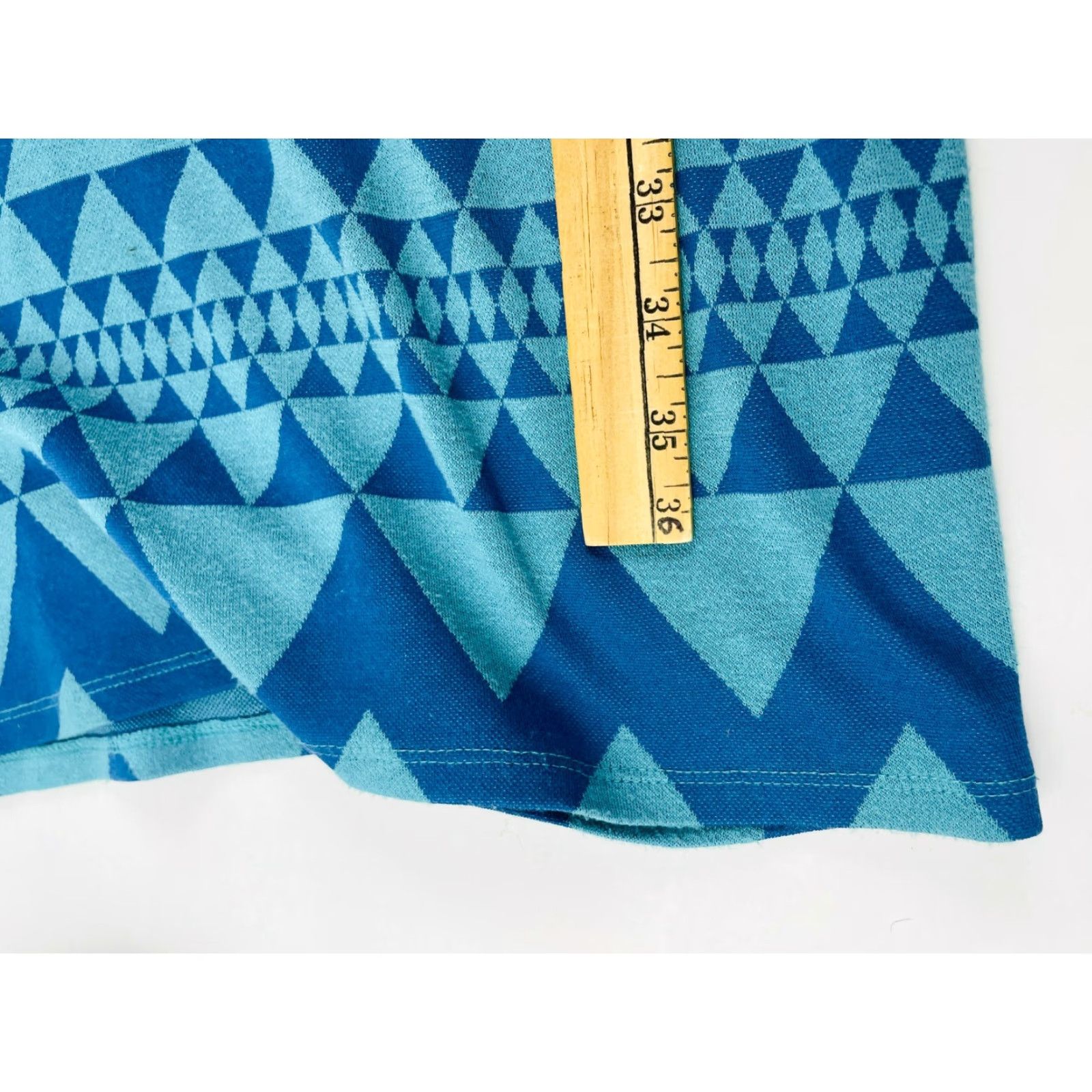 Vintage LuLaRoe Dress Women's Size Small Blue Herringbone Print Short Sleeve Maxi Julia Size 28" / US 6 / IT 42 - 6 Thumbnail