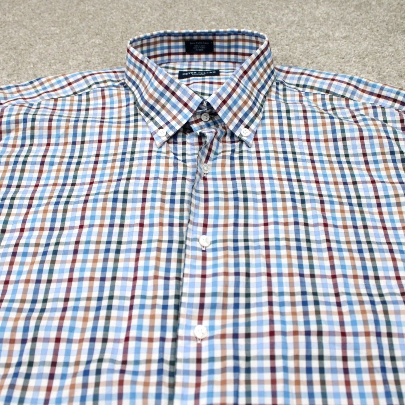 Peter Millar Peter Millar Collection Shirt Mens 2XL Blue Plaid Cotton L/S Button-Up | Button-Down Casual Formal Workwear Men 2XL XXL Regular Button-Up Shirt Size US XXL / EU 58 / 5 - 5 Thumbnail