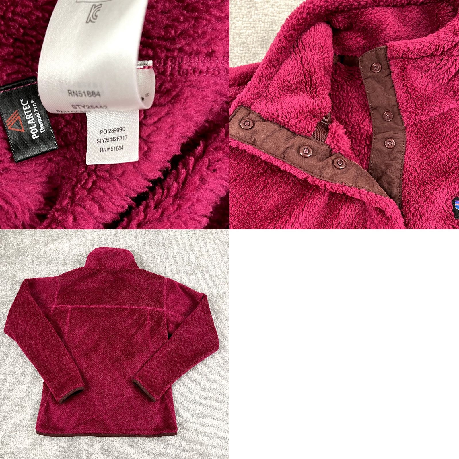 Patagonia PATAGONIA Jacket Womens Small Retool Snap T Fleece Pullover Hike Berry Red 25442 Size S / US 4 / IT 40 - 8 Thumbnail