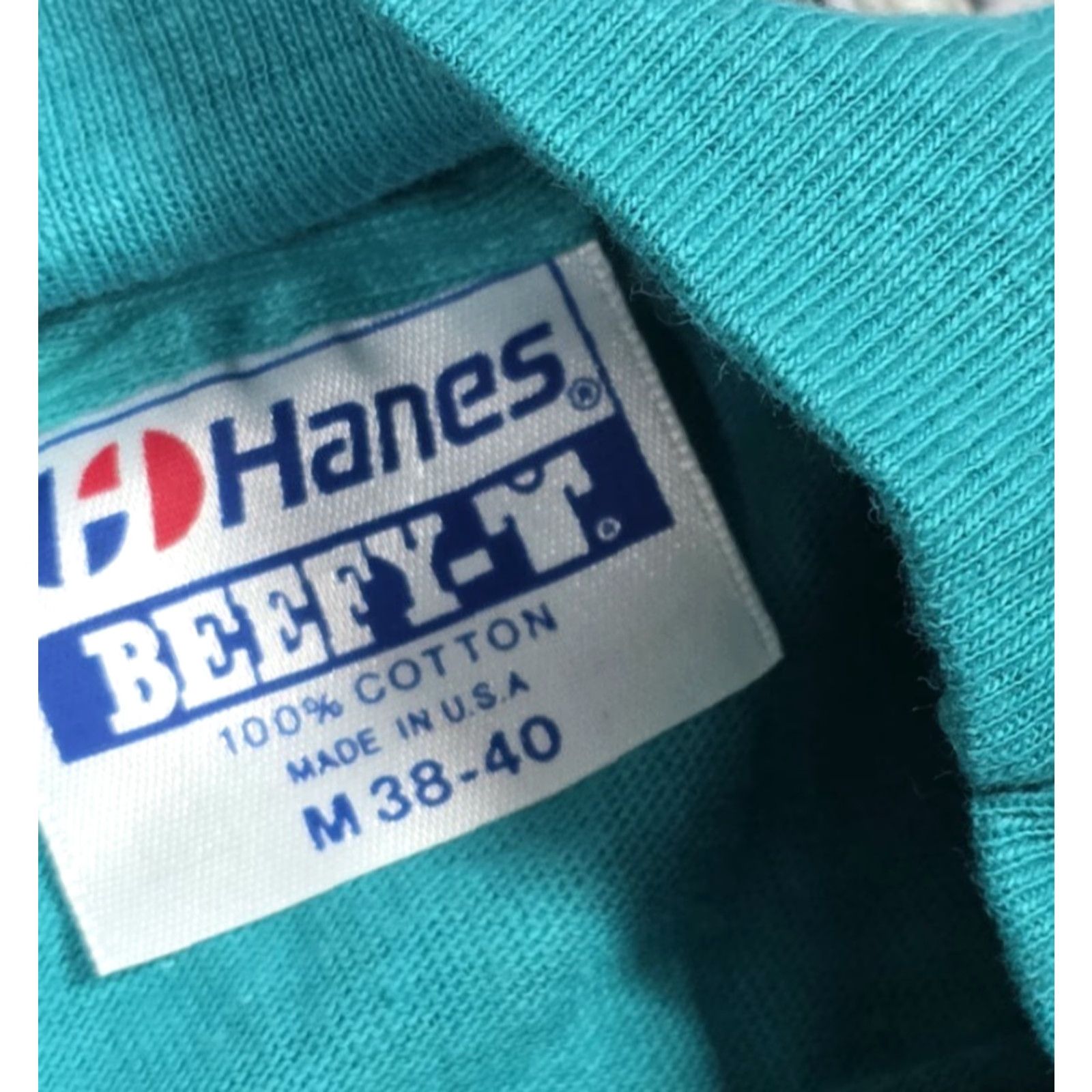 Hanes Hanes Beefy-T T-Shirt M USA Long Sleeve Vintage 90s Teal Green Crew Neck Size US M / EU 48-50 / 2 - 7 Thumbnail
