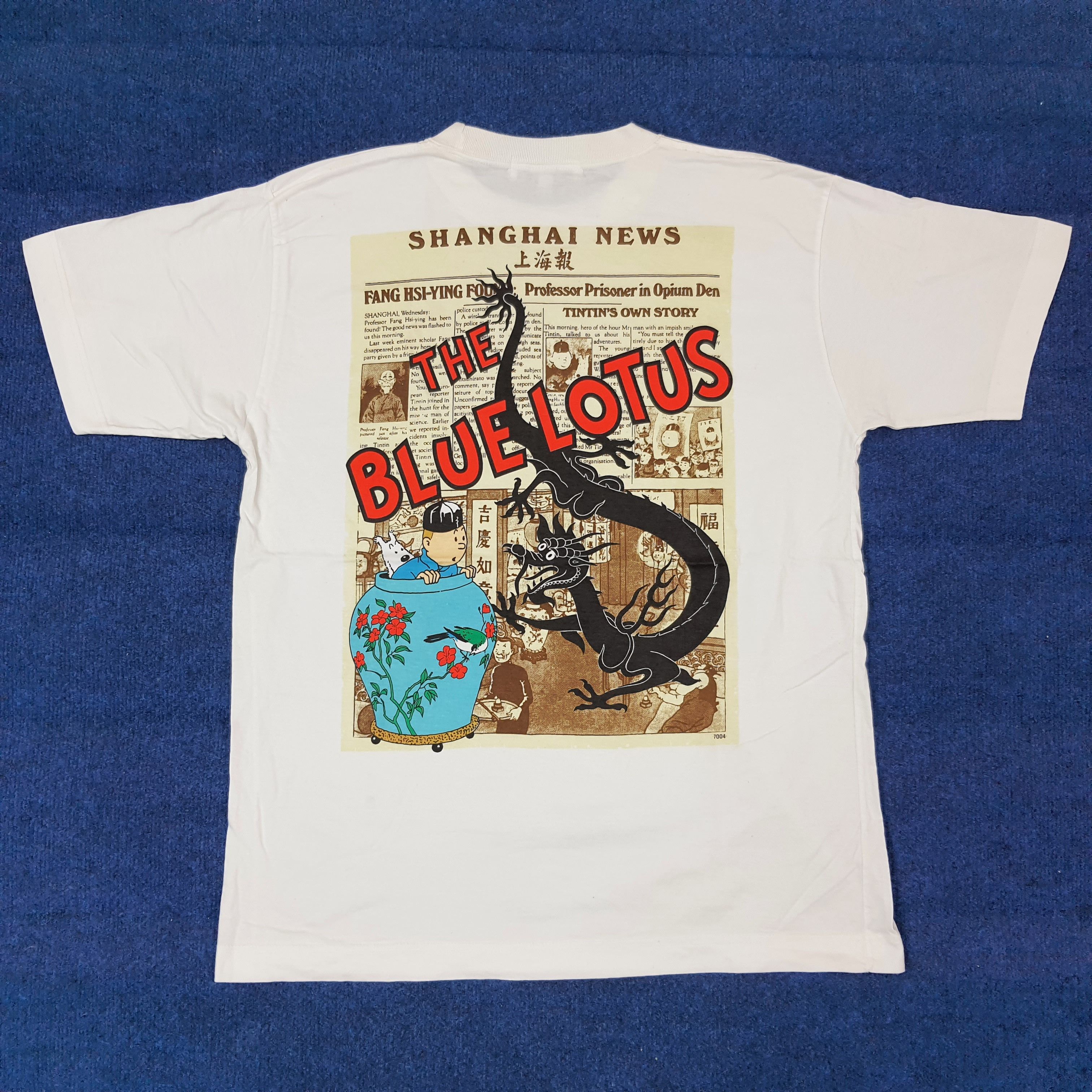 Vintage Vintage Adventure of Tintin The Blue Lotus Tshirt C259N5 Size US L / EU 52-54 / 3 - 1 Thumbnail