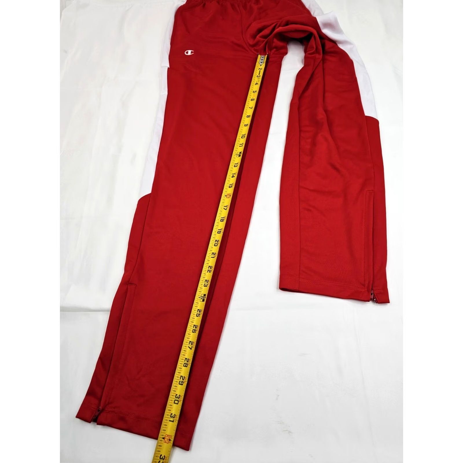 Champion VINTAGE Champion Track Pants Men S Inseam 32 Red NWT Elastic Waist Stripe Down the Side Regular Fit Sportswear Size US 29 - 4 Thumbnail