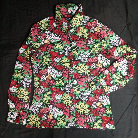Other Vintage Jack Winter Floral Polyester Disco Shirt Size US M / EU 48-50 / 2 - 2 Thumbnail