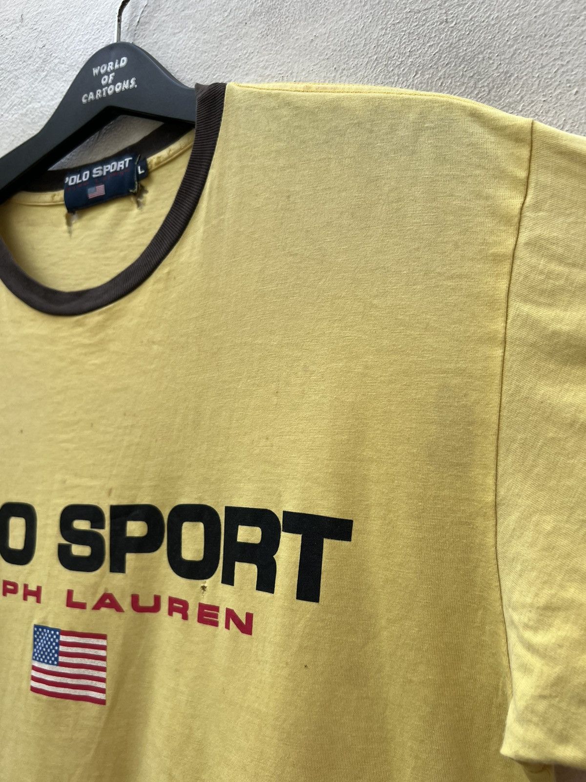 Ralph Lauren Trashed Vintage 90s Ralph Lauren Polo Sport USA Flag t shirt Size US L / EU 52-54 / 3 - 8 Thumbnail