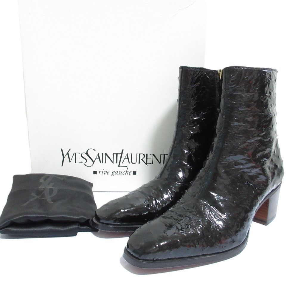 Yves Saint Laurent Yves Saint Laurent Yves Saint Laurent rivegauche Patented Ostrich Boots Leather Shoes DUTY FREE for USA Size ONE SIZE - 1 Thumbnail