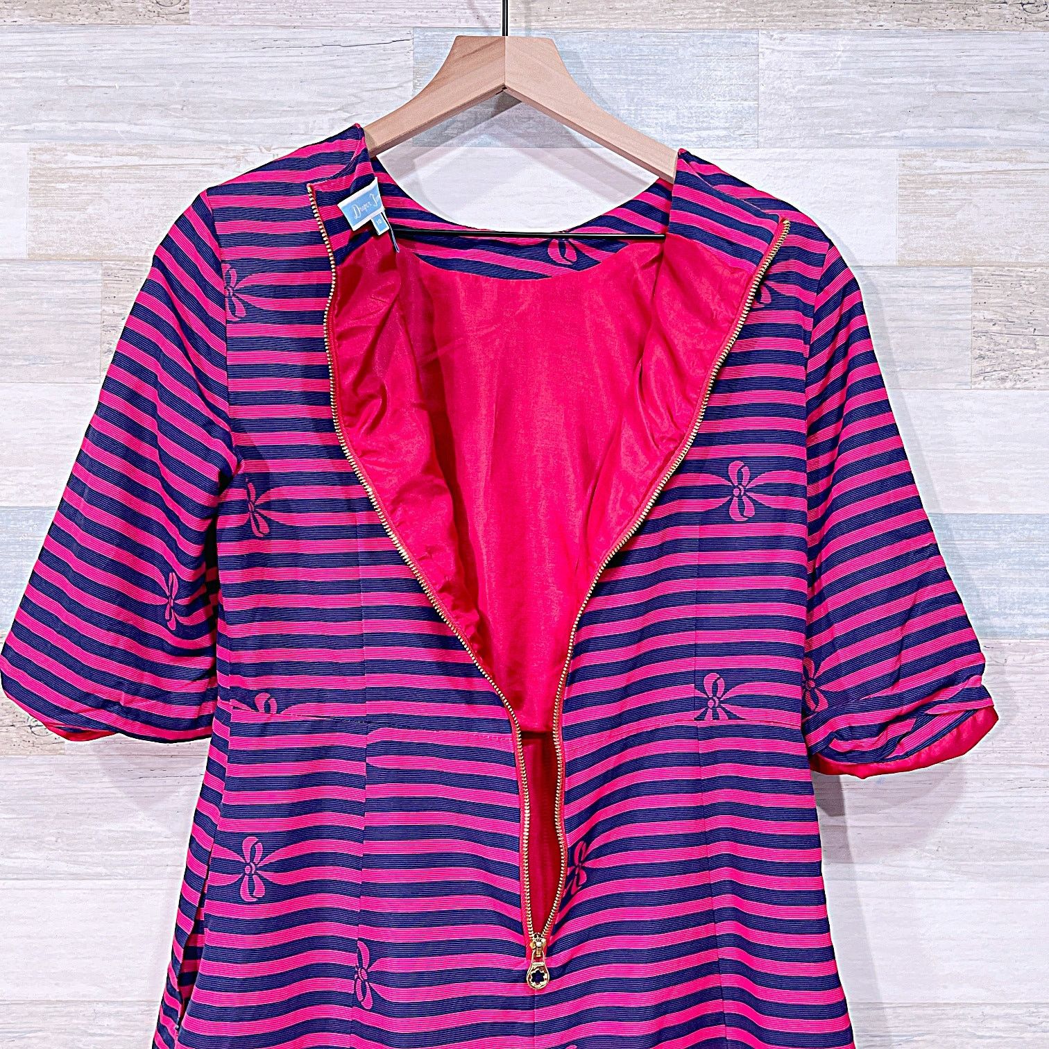 Other Draper James Bow Striped Dress Red Navy Blue Womens 10 Size L / US 10 / IT 46 - 6 Thumbnail
