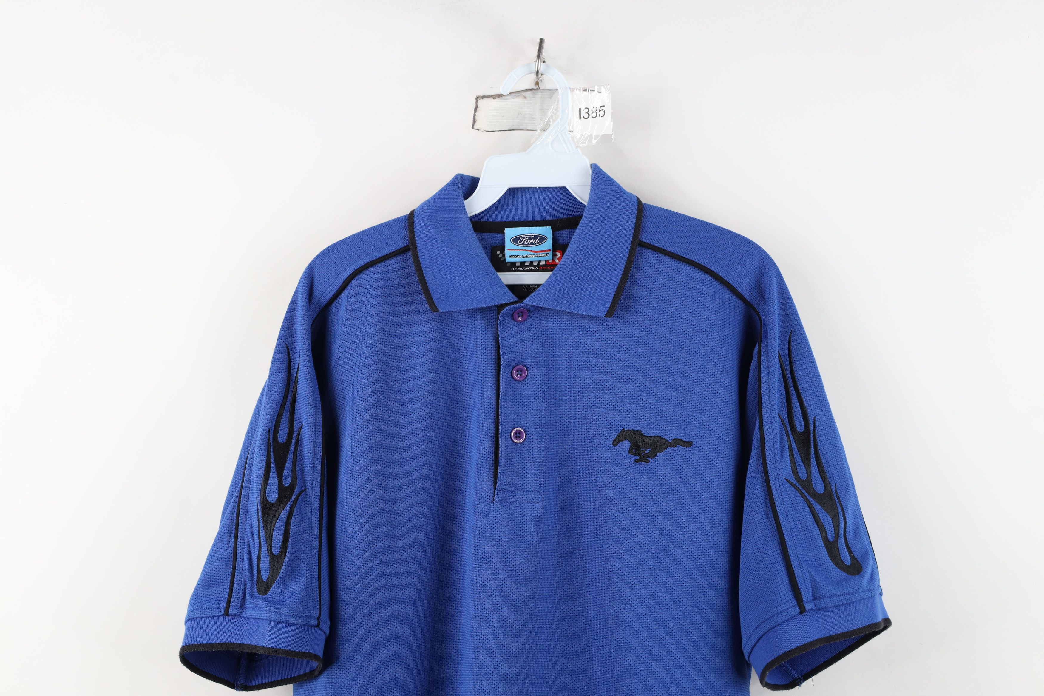 Vintage Vintage Ford Motor Co Mustang Racing Fire Flames Polo Shirt Size US M / EU 48-50 / 2 - 2 Thumbnail
