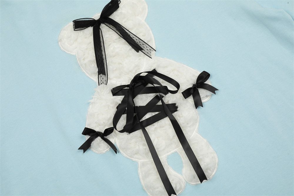 Japanese Brand × Vintage Men's high street casual round neck bear lace-up T-shirt Size US M / EU 48-50 / 2 - 4 Thumbnail