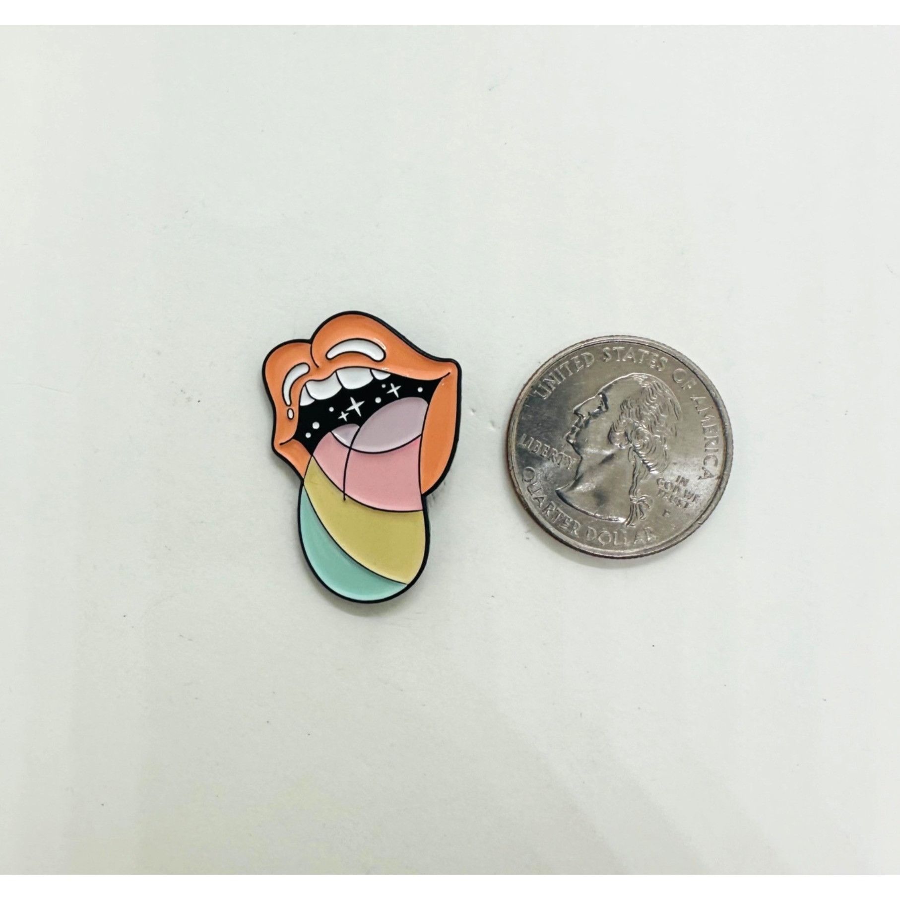Other Enamel Pin Pastel Lips Stars Design Rainbow Tongue Enamel Br Size ONE SIZE - 4 Thumbnail