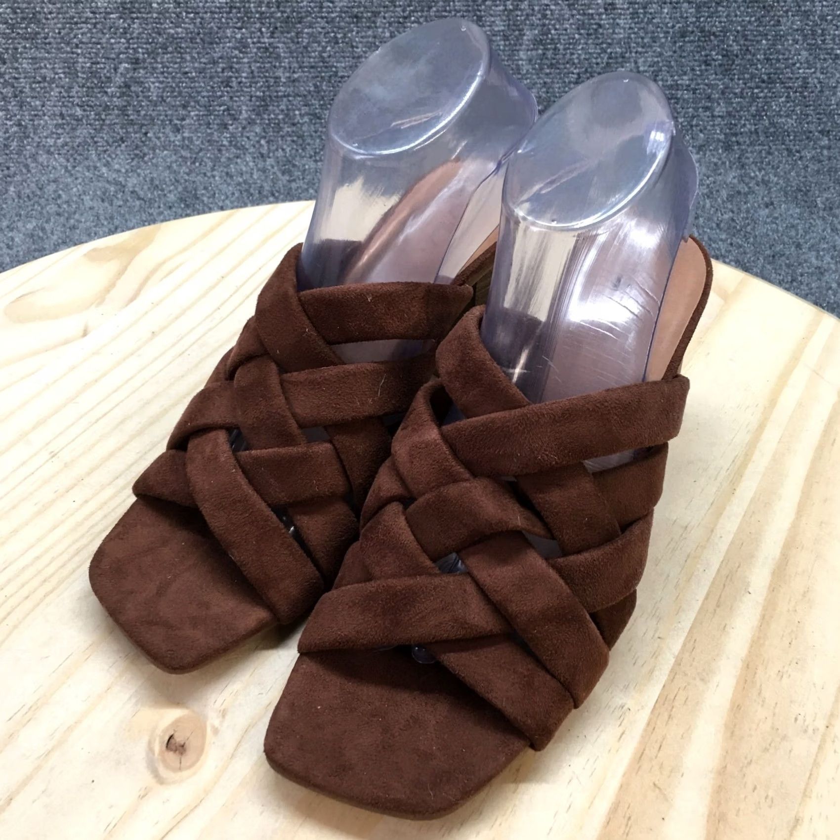 Vintage Universal Thread Sandals Womens 9.5 Slides Brown Block Heels Open Toe Casual Shoes Size US 10 / IT 40 - 3 Thumbnail