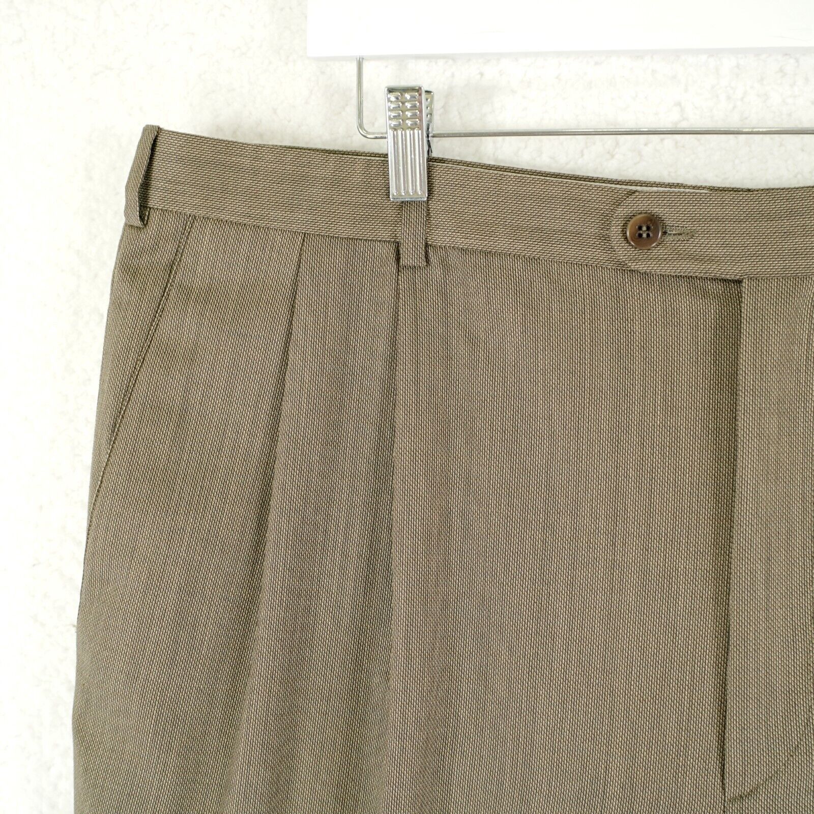 Zanella Zanella Bennett Nordstrom Beige Textured Wool Check Pleated Size 42R - 3 Thumbnail