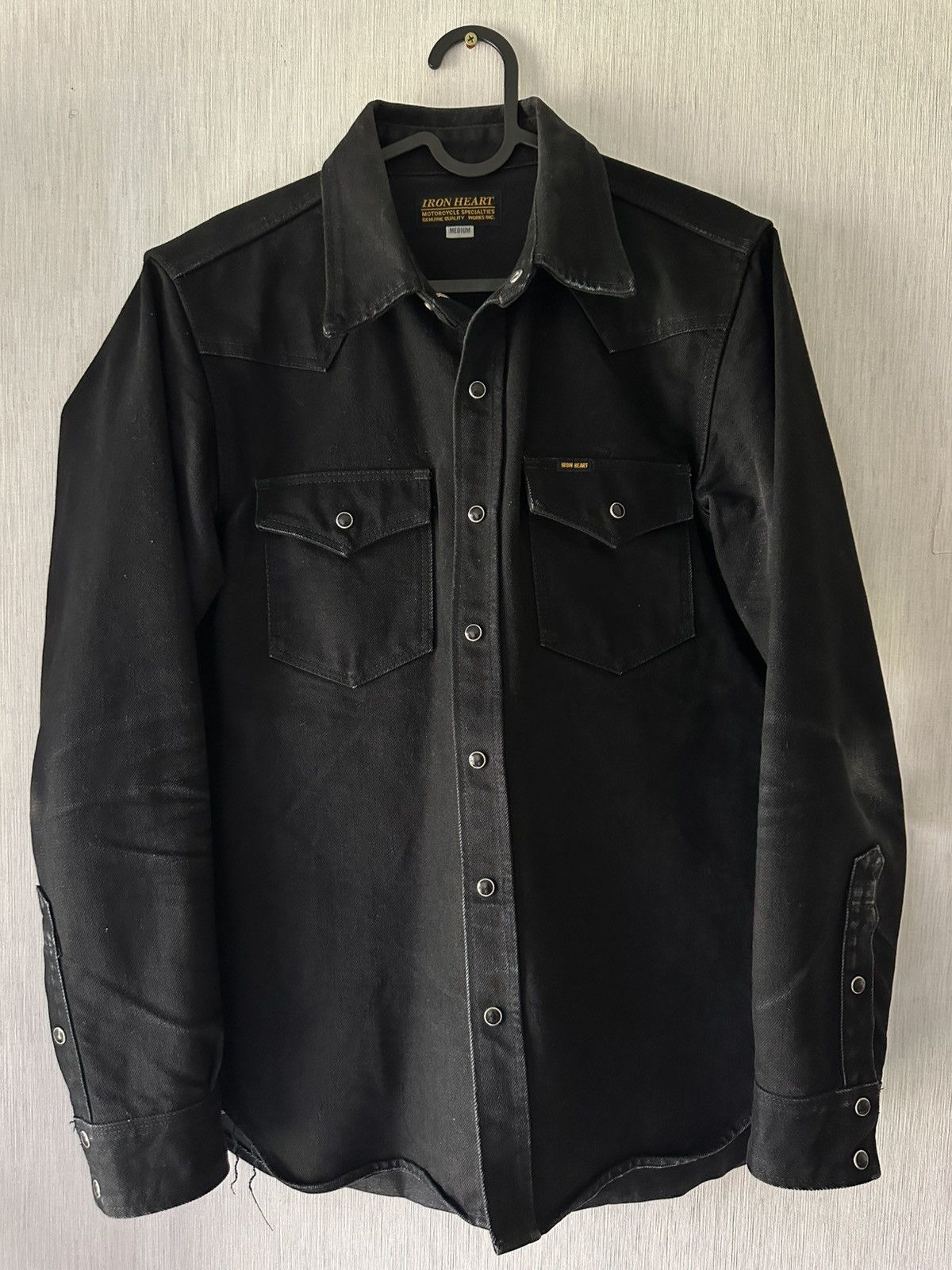 Iron Heart Mock Twist Selvedge Chambray Work Shirt Black | Grailed