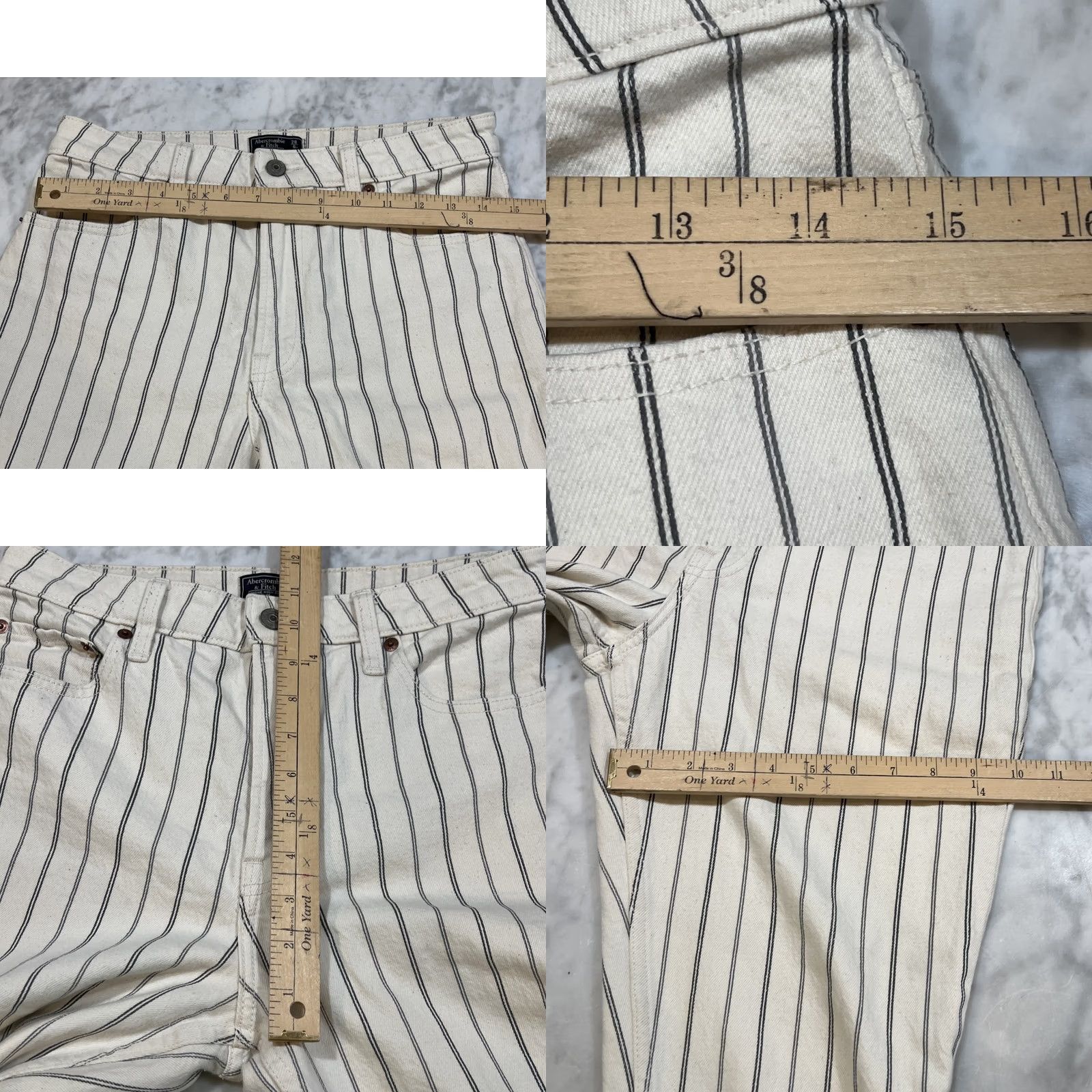 Abercrombie & Fitch VINTAGE Abercrombie Simone High Rise Slim Jeans White Striped 6R 28 Womens Size 28" / US 6 / IT 42 - 9 Thumbnail