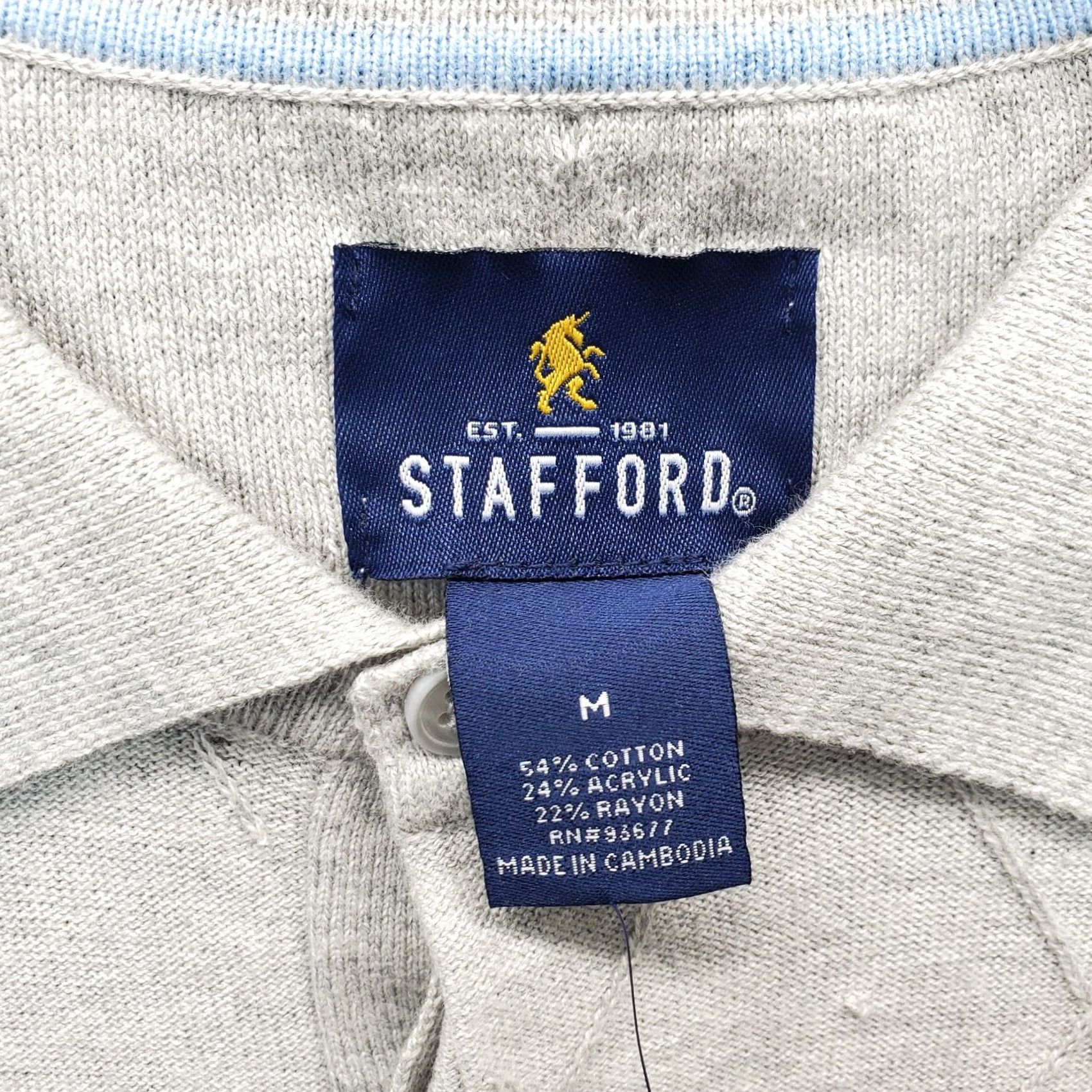 Stafford Stafford Polo Shirt Mens M Gray Polo Shirt Mens Gray Heather Short Sleeve Cotton Stafford Sportswear Shirt Mens Black? Size US M / EU 48-50 / 2 - 6 Thumbnail