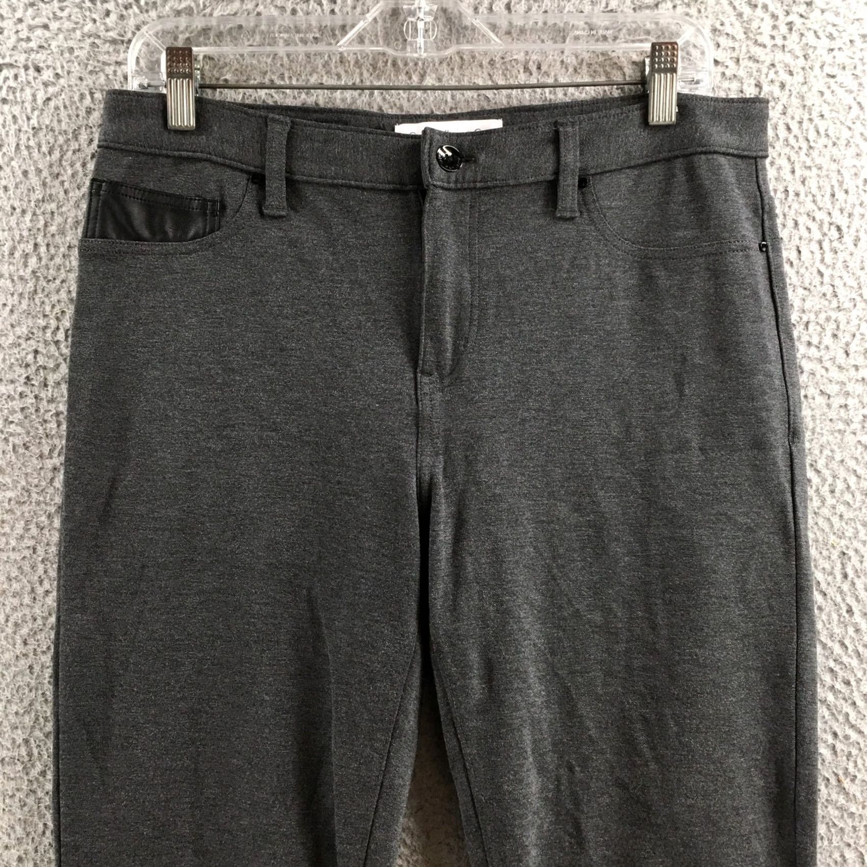 Calvin Klein Calvin Klein & Co Pants Womens Gray Size 12 Stretch Straight Leg Faux Pocket Zip Fly Size 34" / US 12 / IT 48 - 2 Thumbnail