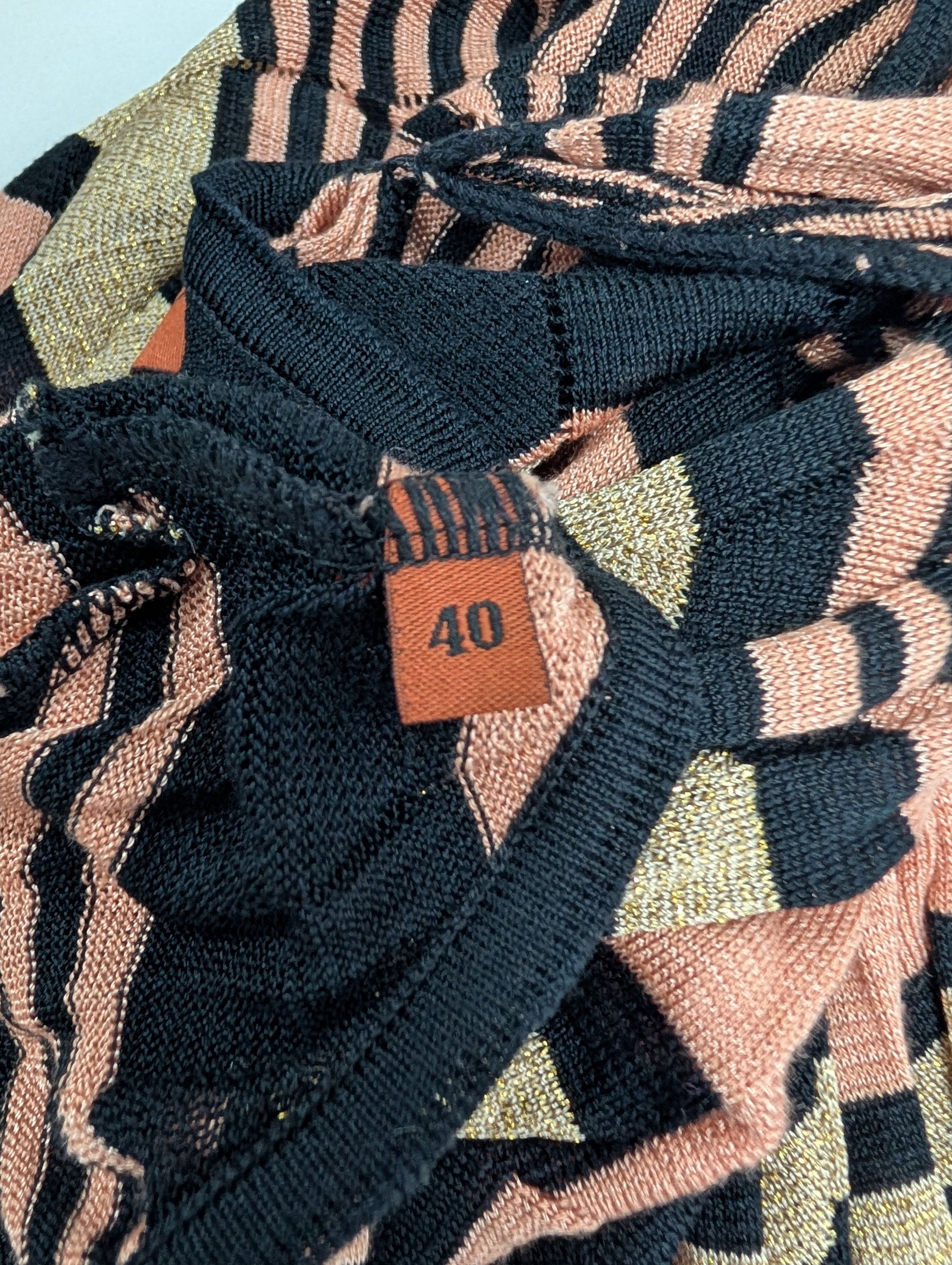 Missoni Black And Gold Long Sleeve Top With Neck Scarf Size S / US 4 / IT 40 - 5 Thumbnail