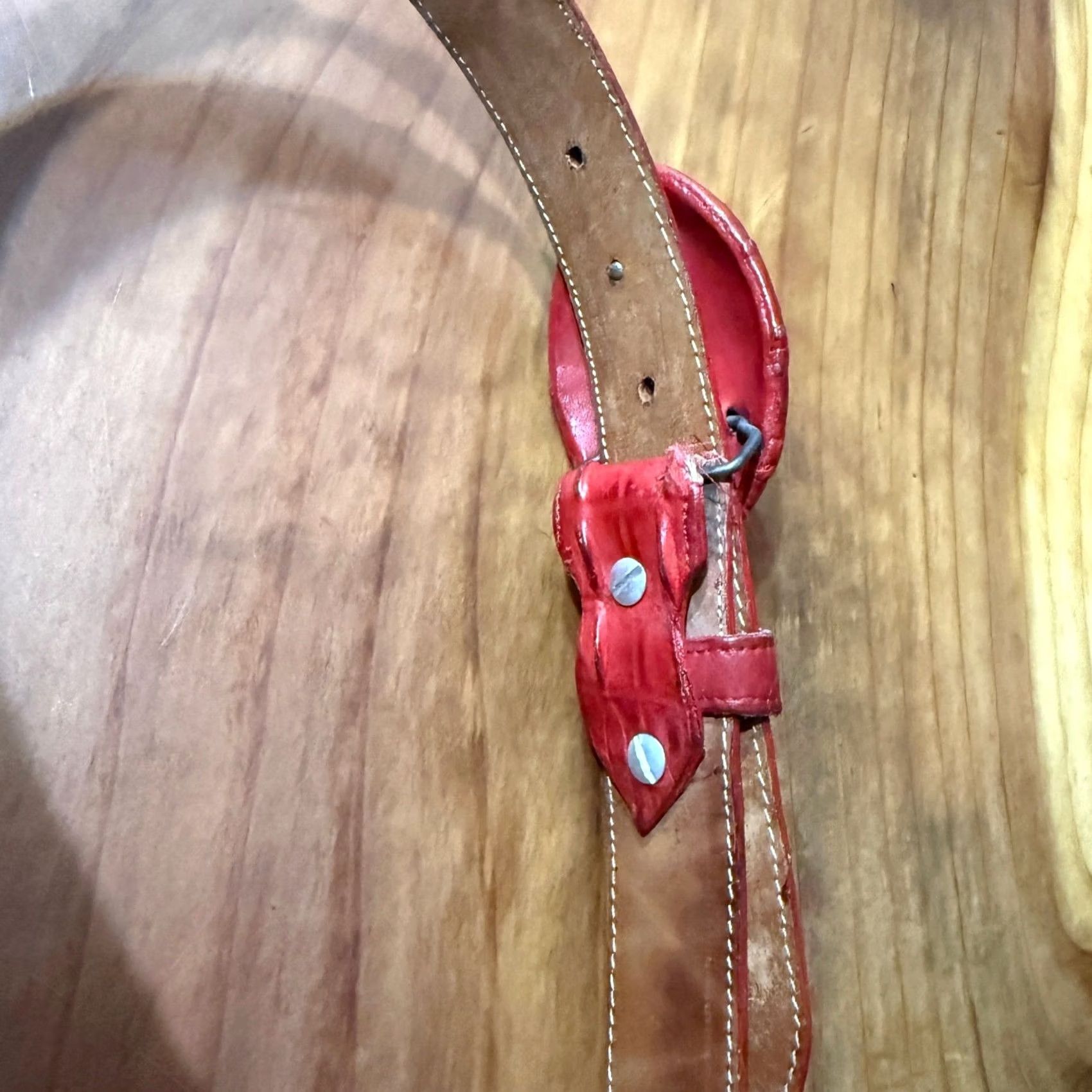 Vintage VINTAGE JJ30 Belt Women's 36 Red Real Leather Crocodile Western Buckle Mexican Womens Size ONE SIZE - 5 Thumbnail