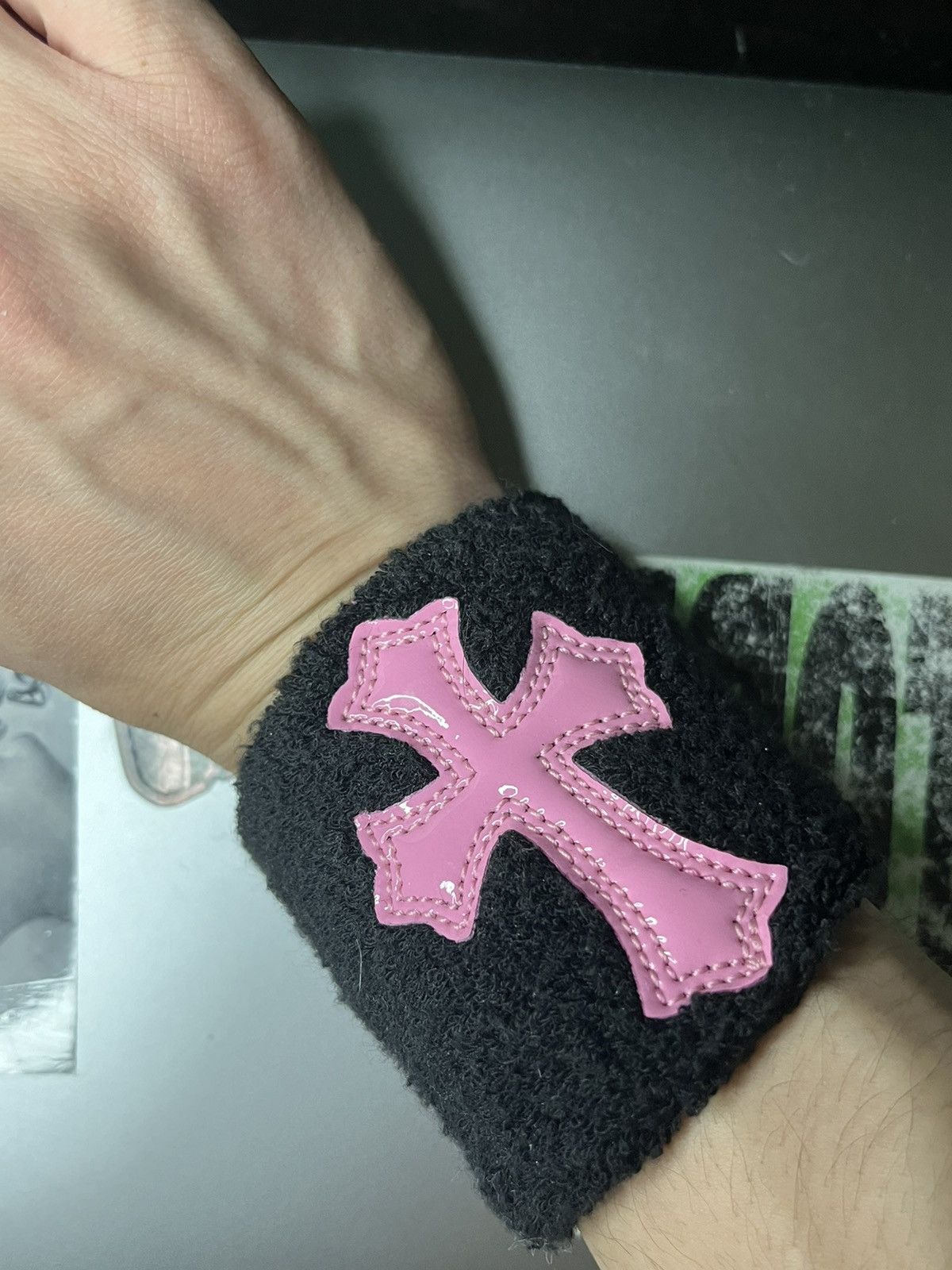 Chrome Hearts Chrome Hearts Pink Cemetery Cross Leather Sweatbands Size ONE SIZE - 1 Thumbnail