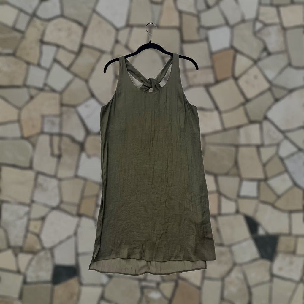 Olive VINTAGE Trouvé Tank Dress Women S Olive Green Sleeveless Knotted Back Knee Length Size S / US 4 / IT 40 - 1 Thumbnail