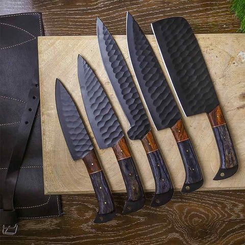 Other Carbon Steel Chef Knives Set of 5 with Wenge Wood Handles Size ONE SIZE - 1 Thumbnail