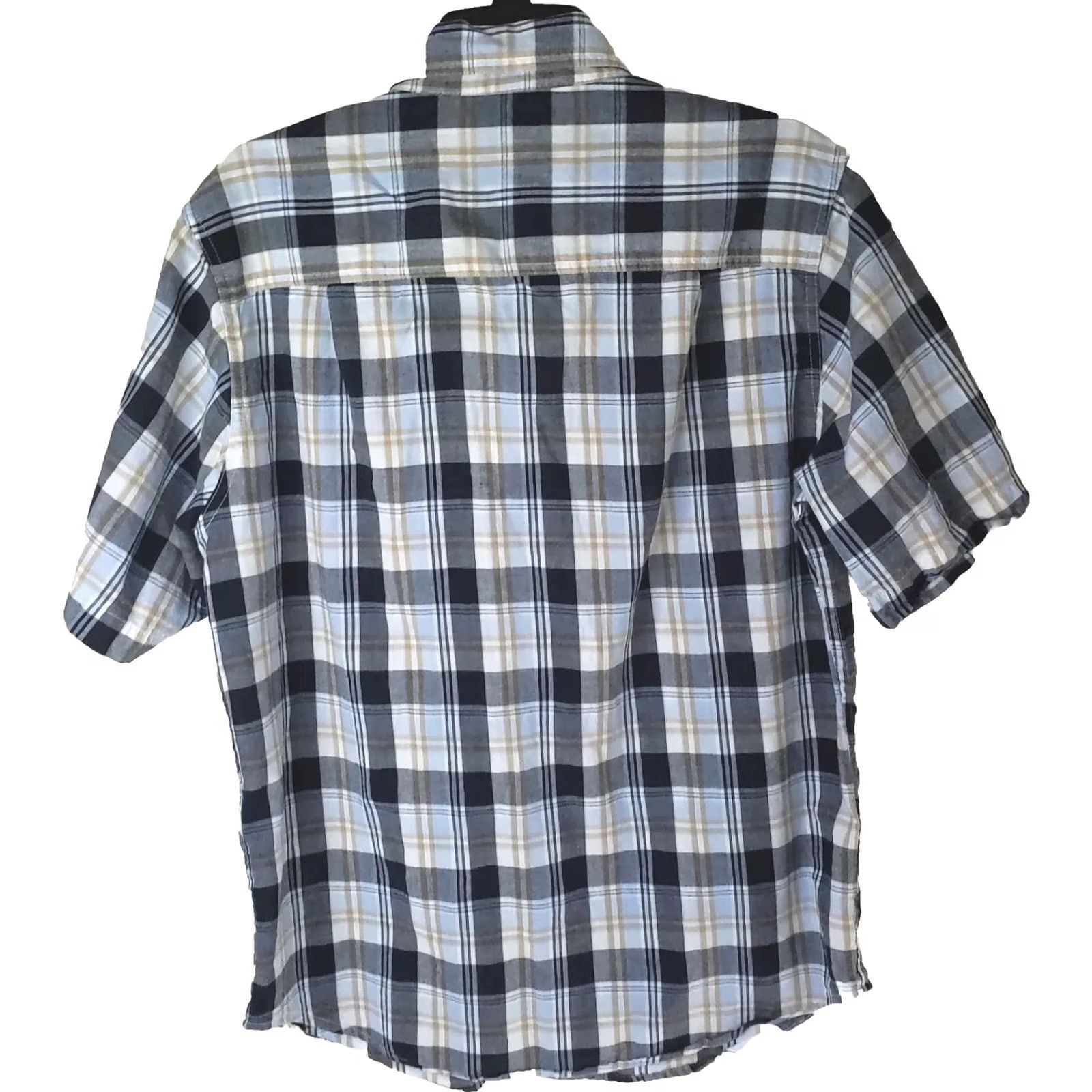 Vintage Woolrich Button-Up Shirt Mens M Blue White Plaid Short Sleeve Pocket Cotton Size US M / EU 48-50 / 2 - 7 Thumbnail
