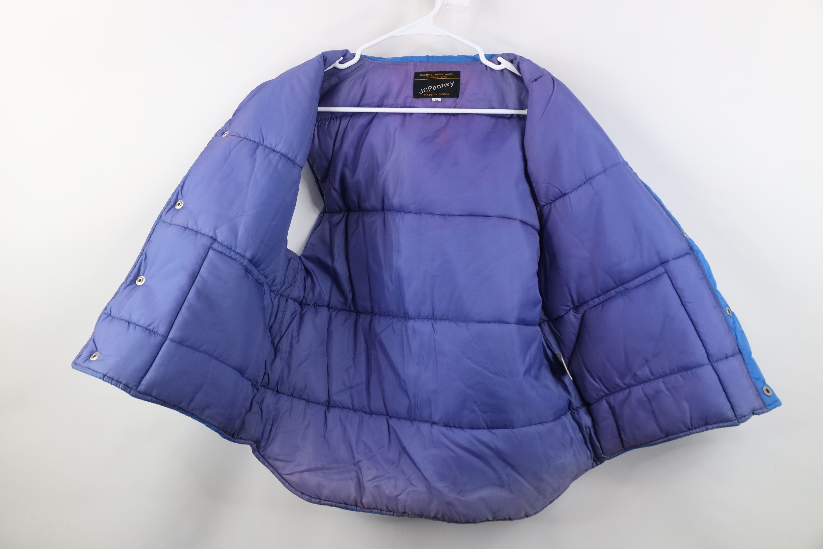 Vintage Vintage 70s Streetwear Button Puffer Vest Jacket Royal Blue Size US L / EU 52-54 / 3 - 9 Thumbnail
