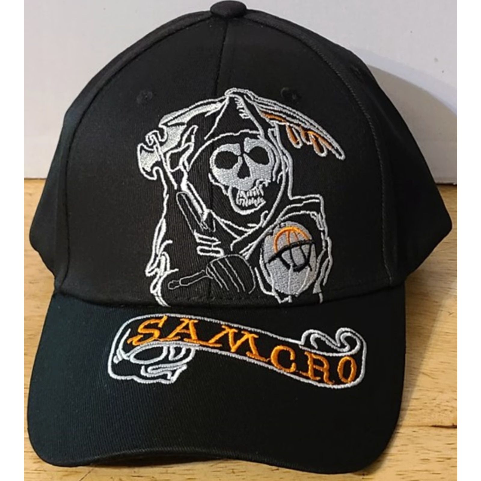 Vintage SAMCRO SONS OF ANARCHY GRIM REAPER BIKER ADJUSTABLE BASEBALL CAP BLACK Mens Adjustable Baseball Cap Samcro Grim Reaper Biker Cap Size ONE SIZE - 2 Thumbnail