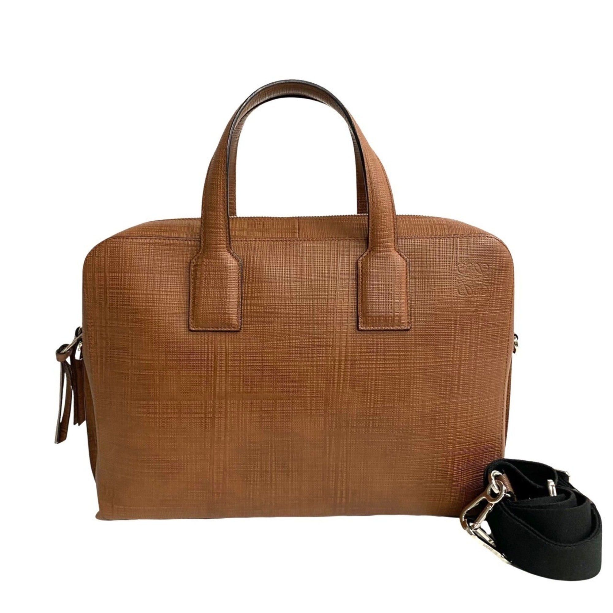 image of Loewe Anagram Leather 2Way Handbag Bag Shoulder Storage Brown 34403, Women's