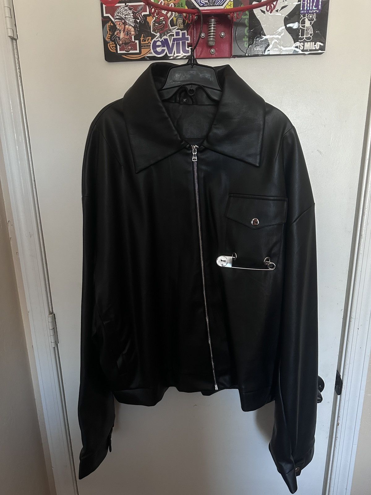 image of Kyoni Faux Leather Jacket in Black, Men's (Size XL)