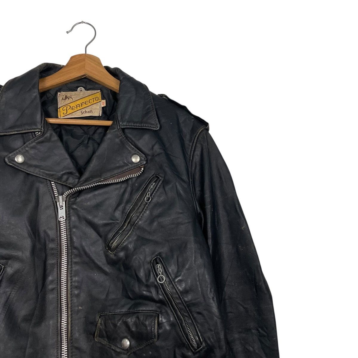Schott Vtg 80s Schott Perfecto Double Colar Biker Leather Jacket Size US M / EU 48-50 / 2 - 5 Thumbnail