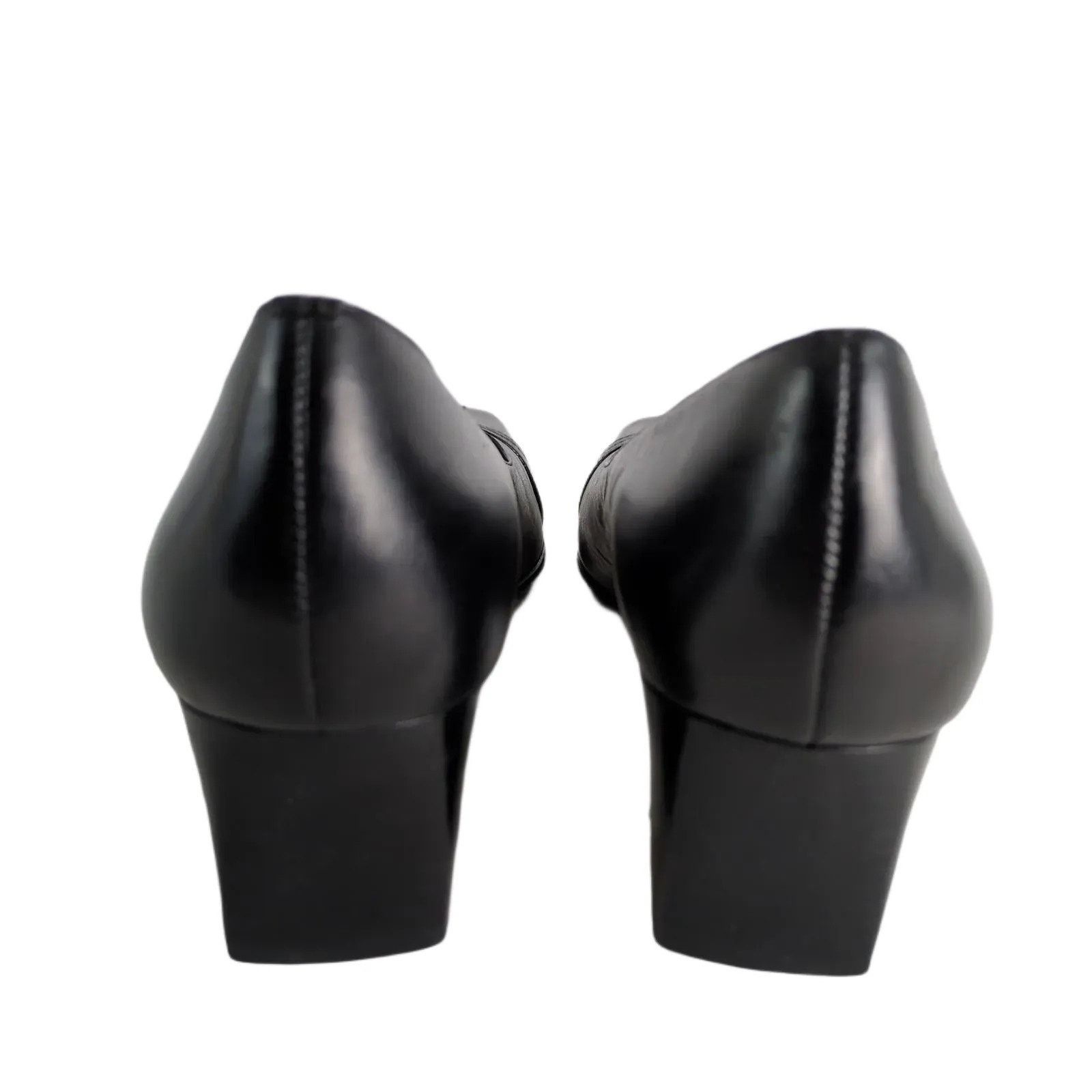 Etienne Aigner Etienne Aigner Sz 8 E-Mozart Square Toe Black Leather Pumps Size US 8 / IT 38 - 7 Thumbnail