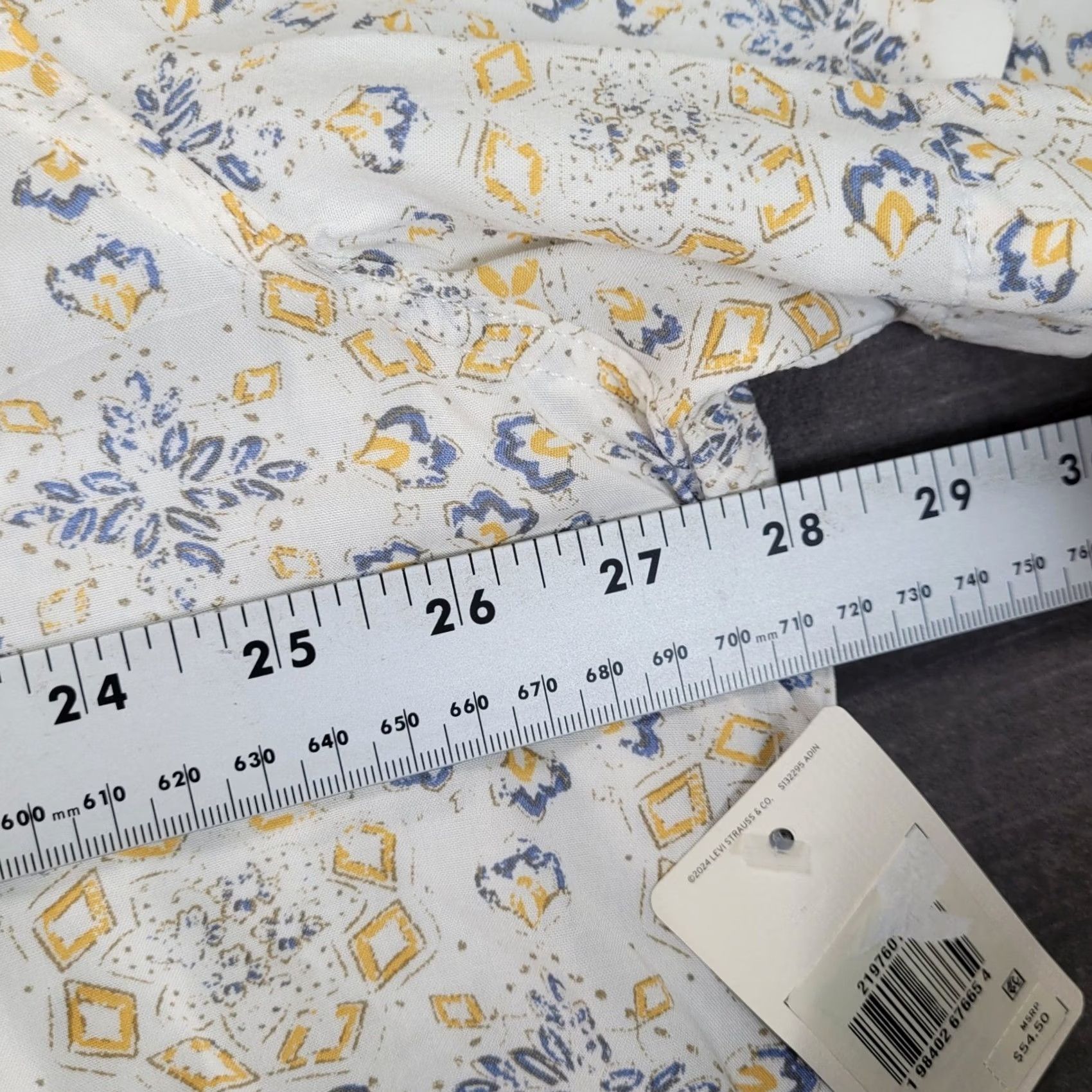 Levi's Levis Mens Classic Camper Shirt XXL White Blue Yellow Relaxed Fit Short Sleeve Size US XXL / EU 58 / 5 - 8 Thumbnail